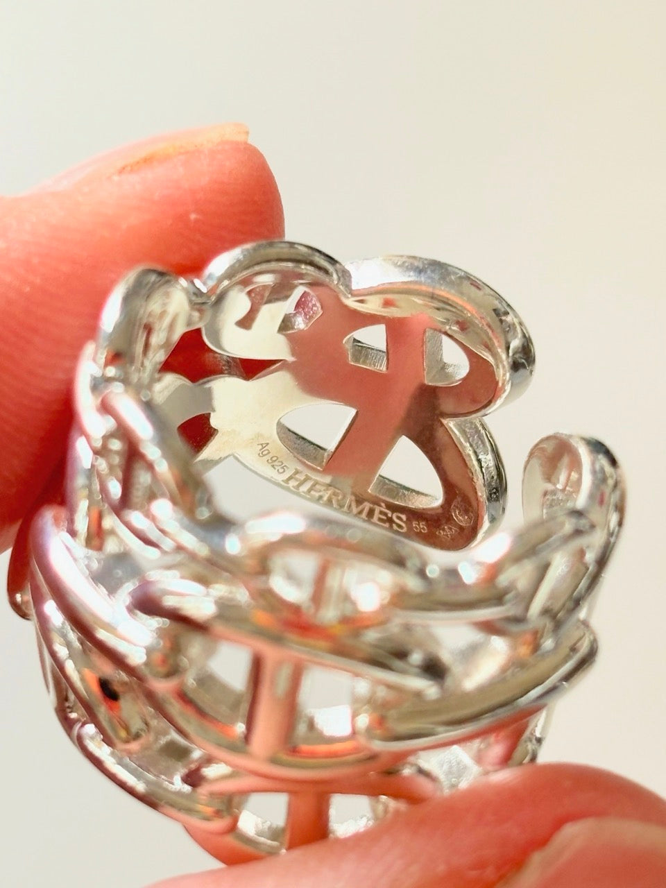 HERMÈS Bague Chaîne d'ancre t.55