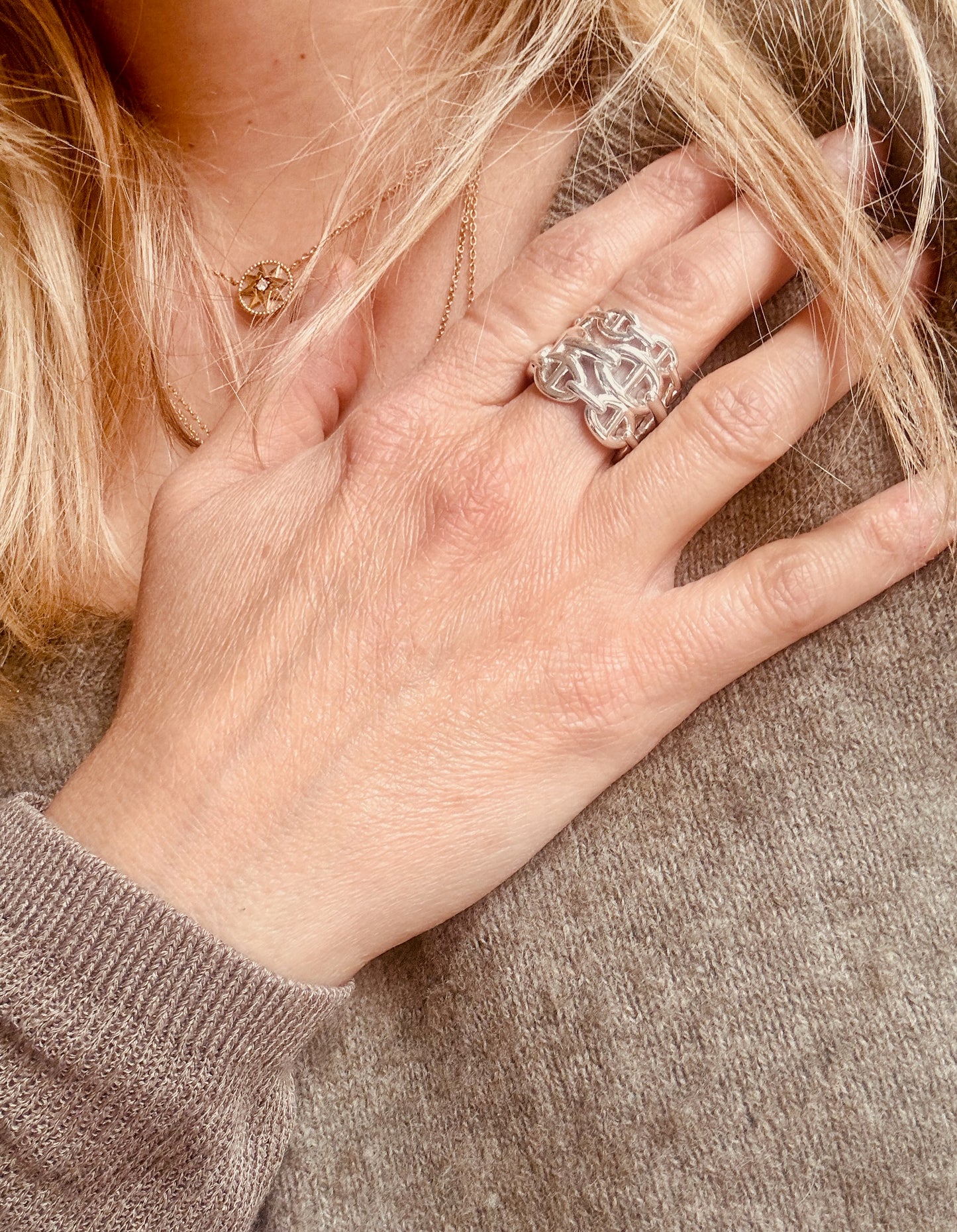 HERMÈS Bague Chaîne d'ancre t.55