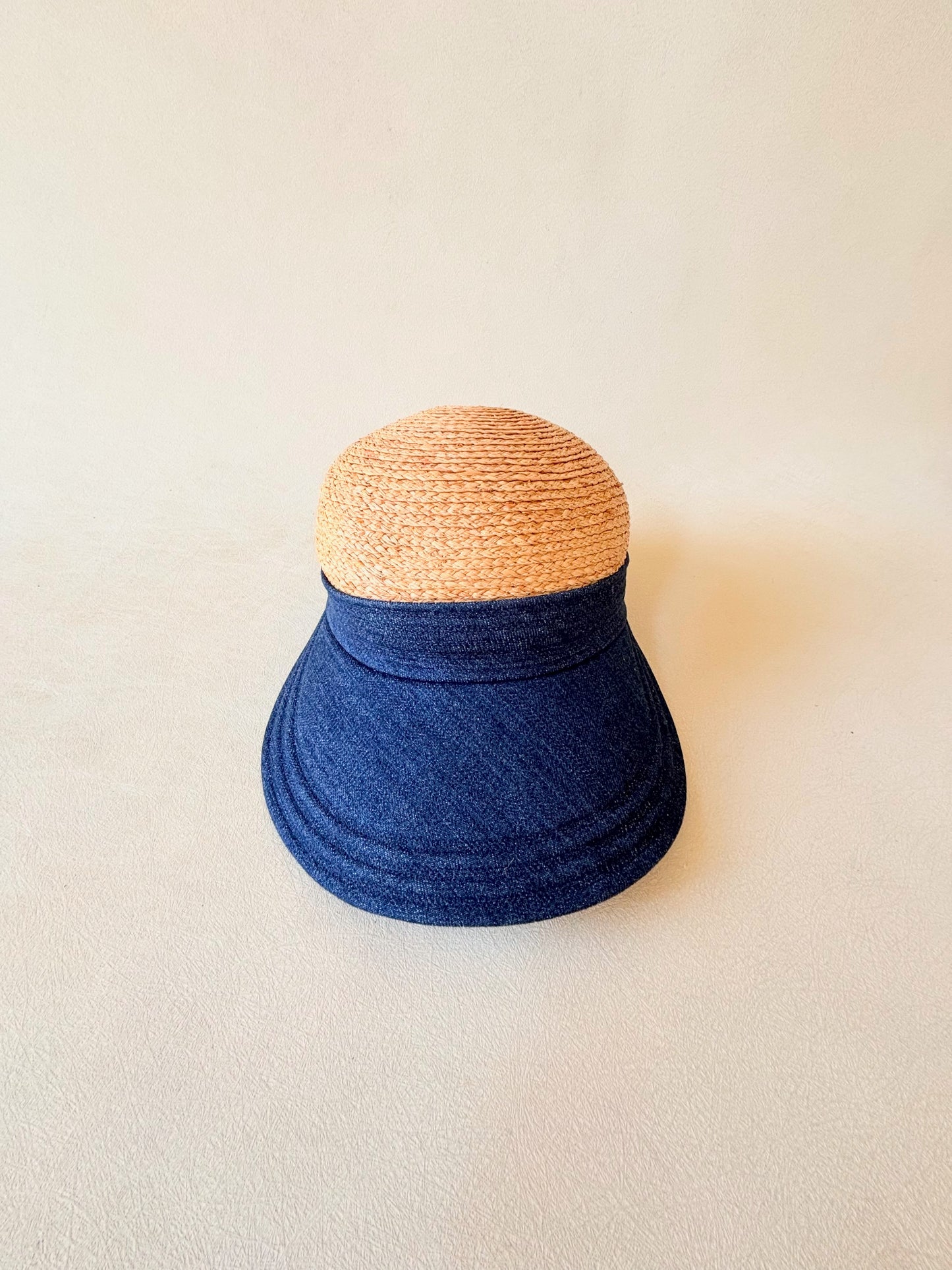 HERMÈS Casquette Raphia et denim