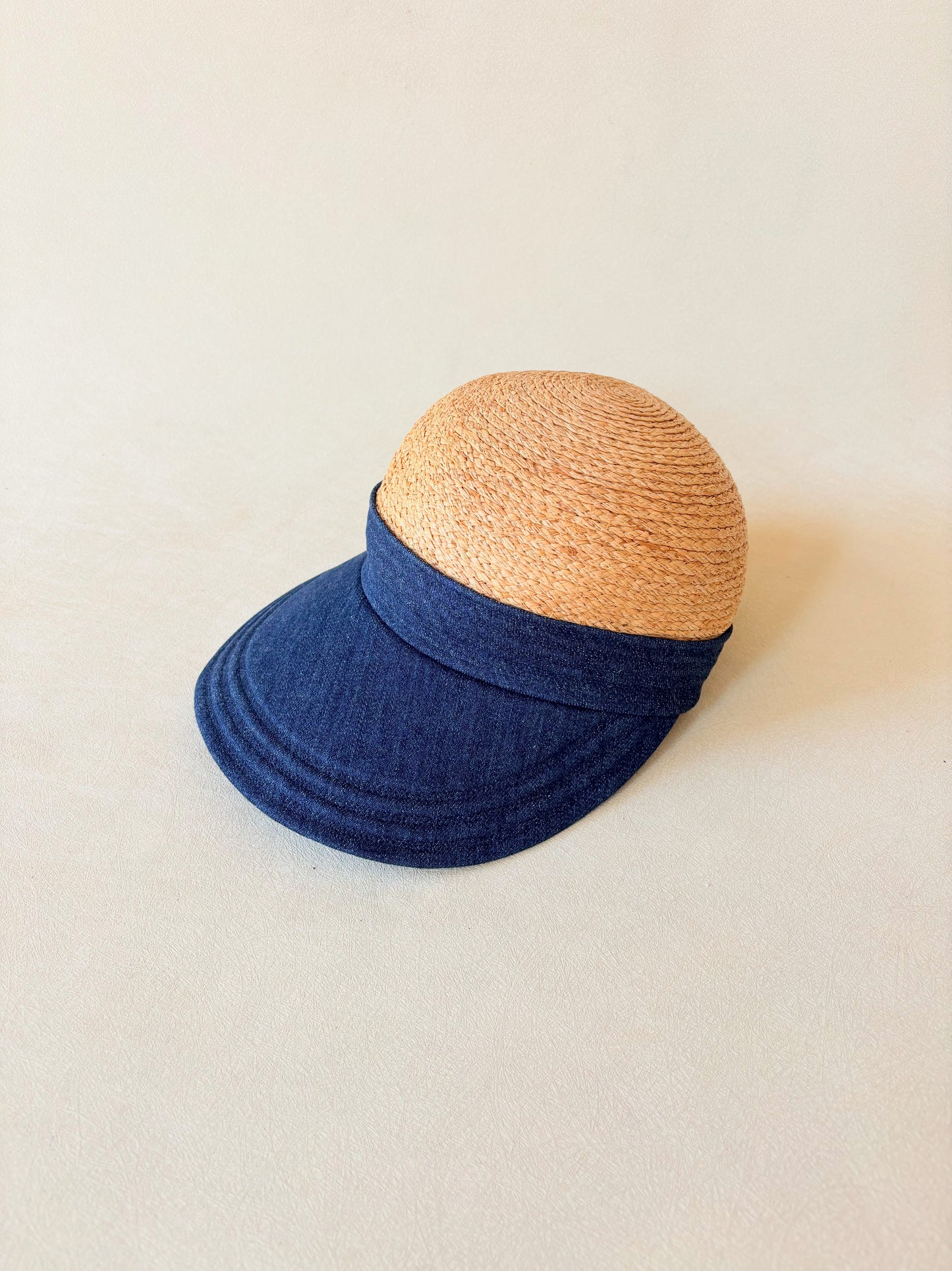 HERMÈS Casquette Raphia et denim
