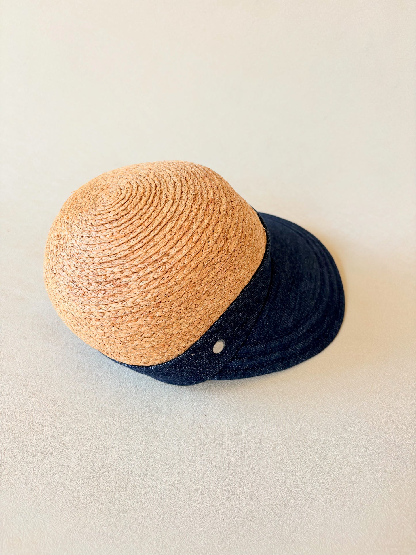 HERMÈS Casquette Raphia et denim