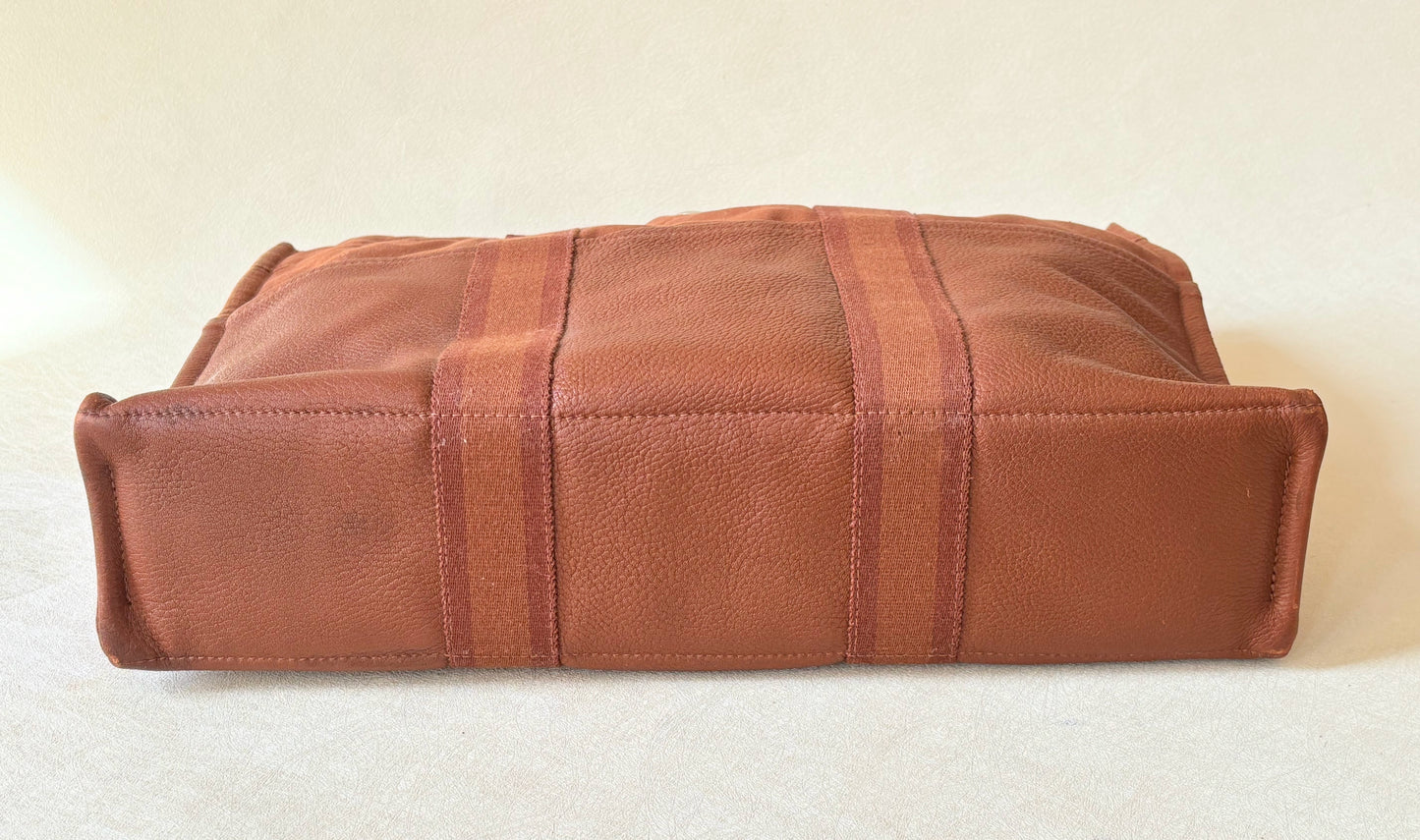 HERMÈS Sac Toto cuir et toile