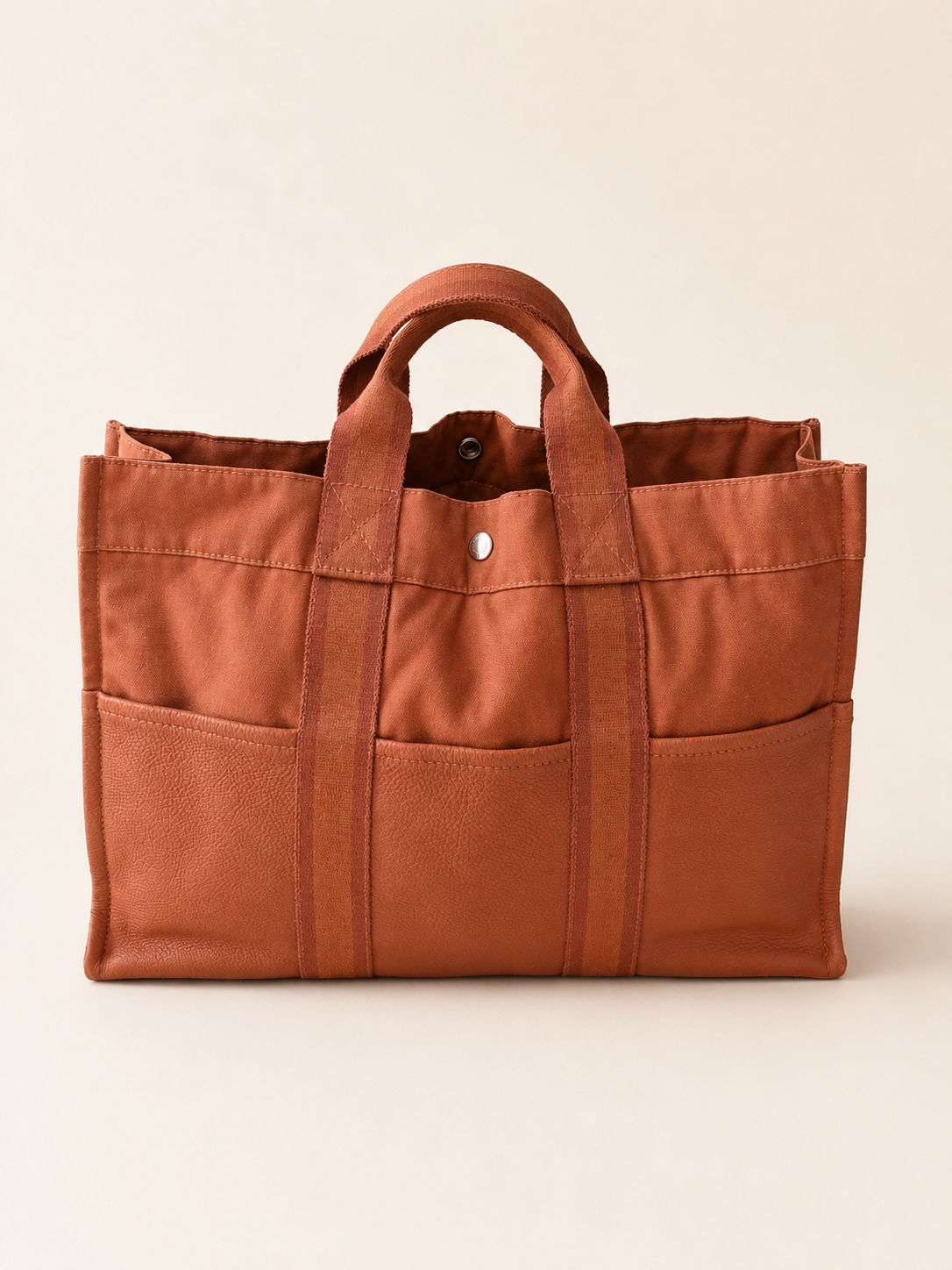 HERMÈS Sac Toto cuir et toile