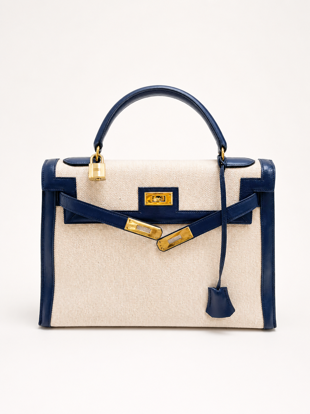 HERMÈS Sac Kelly Sellier 32 Box et Toile H