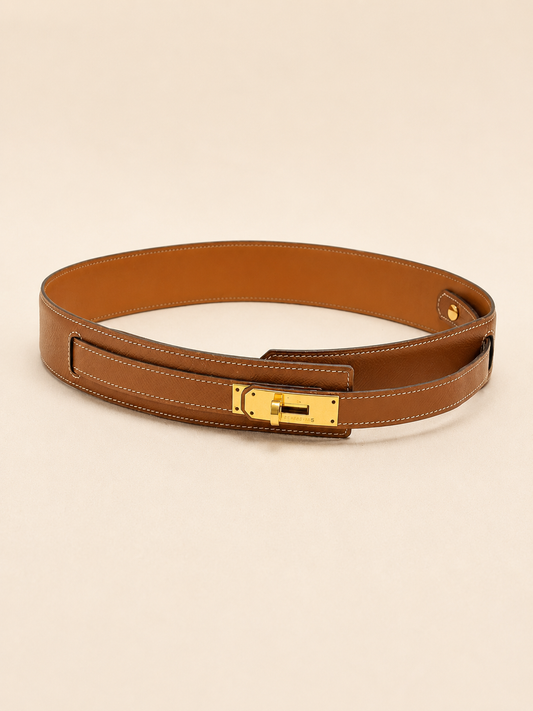 HERMÈS Ceinture Kelly Cuir Gold