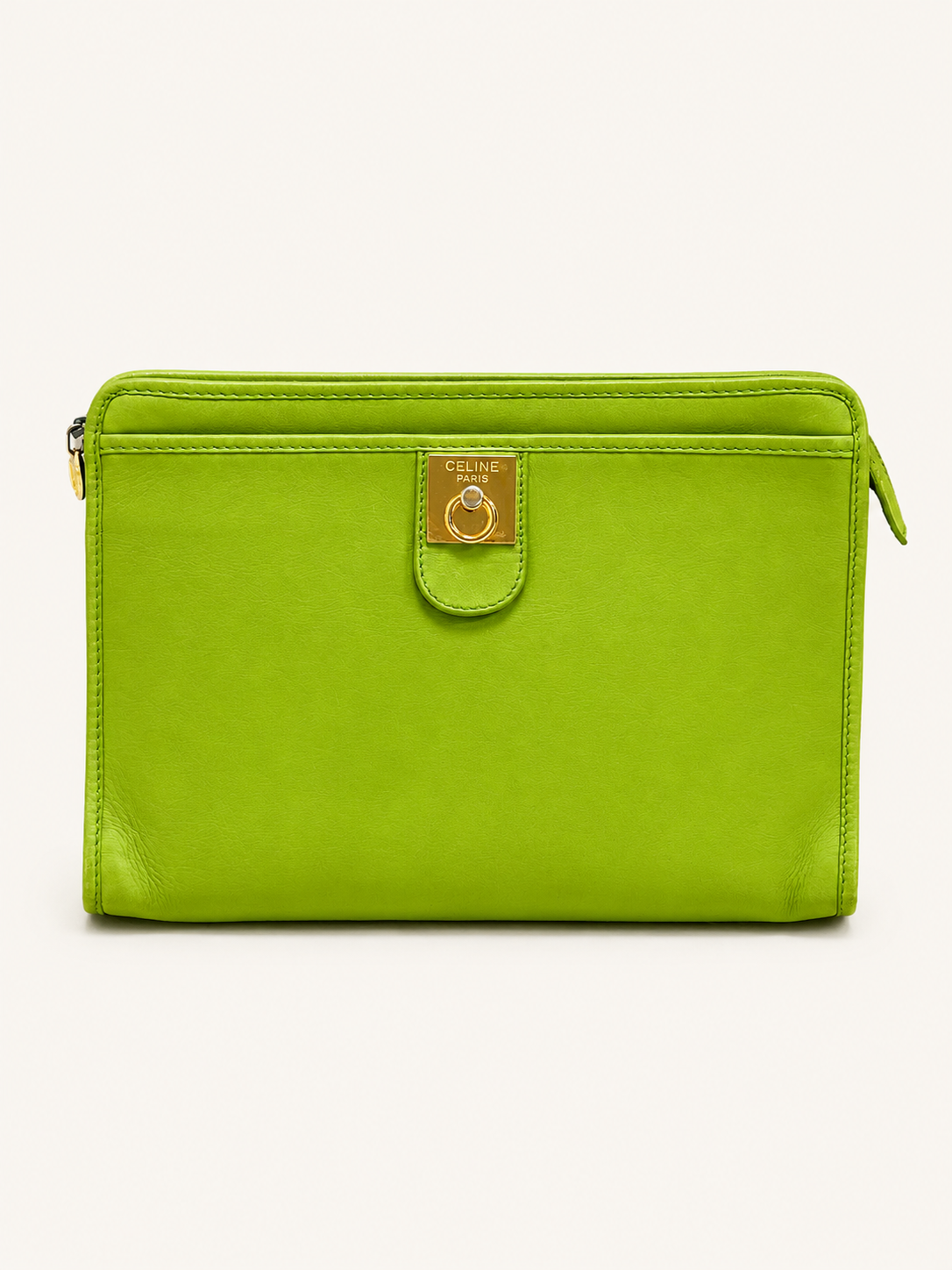 CÉLINE Pochette C cuir vert