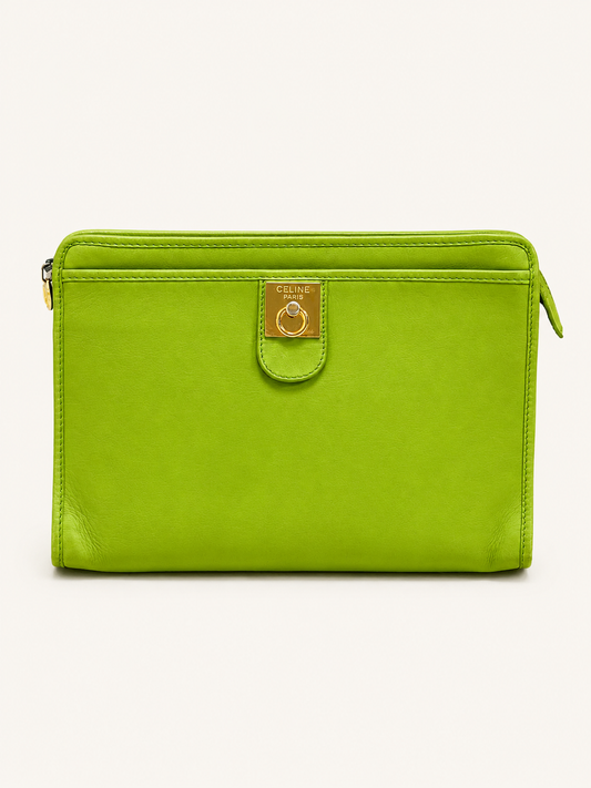 CÉLINE Pochette C cuir vert