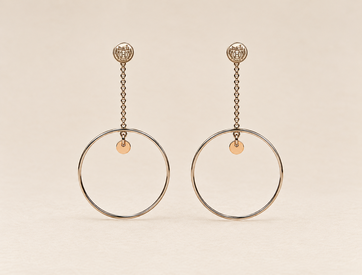 HERMÈS Boucles d'oreilles Ex-Libris