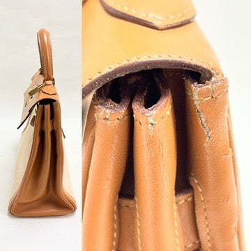 HERMÈS Sac Kelly Retourné 32 Toile H et Box