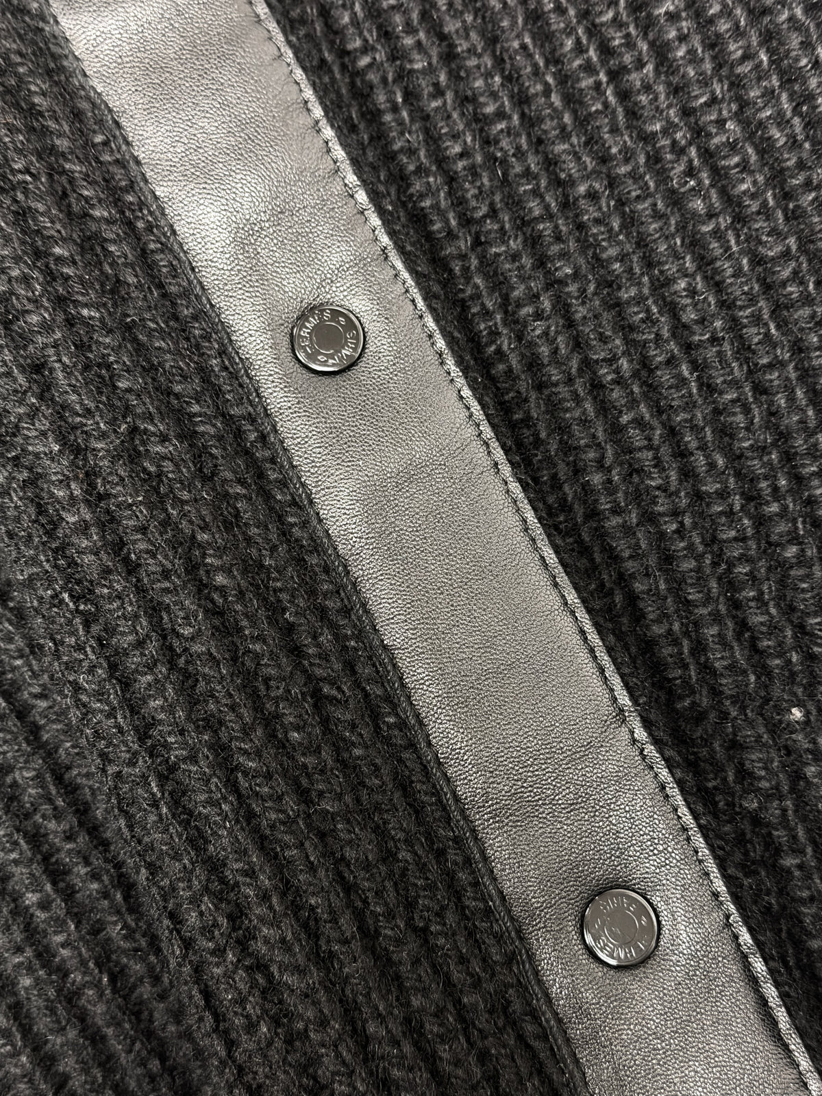HERMÈS Gilet Laine et cuir