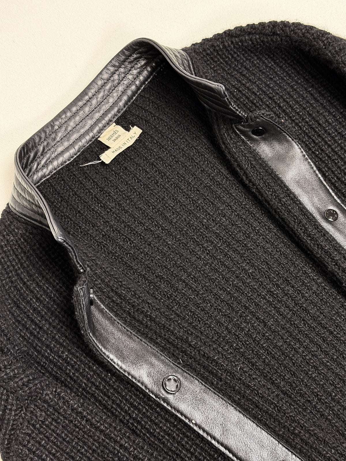 HERMÈS Gilet Laine et cuir
