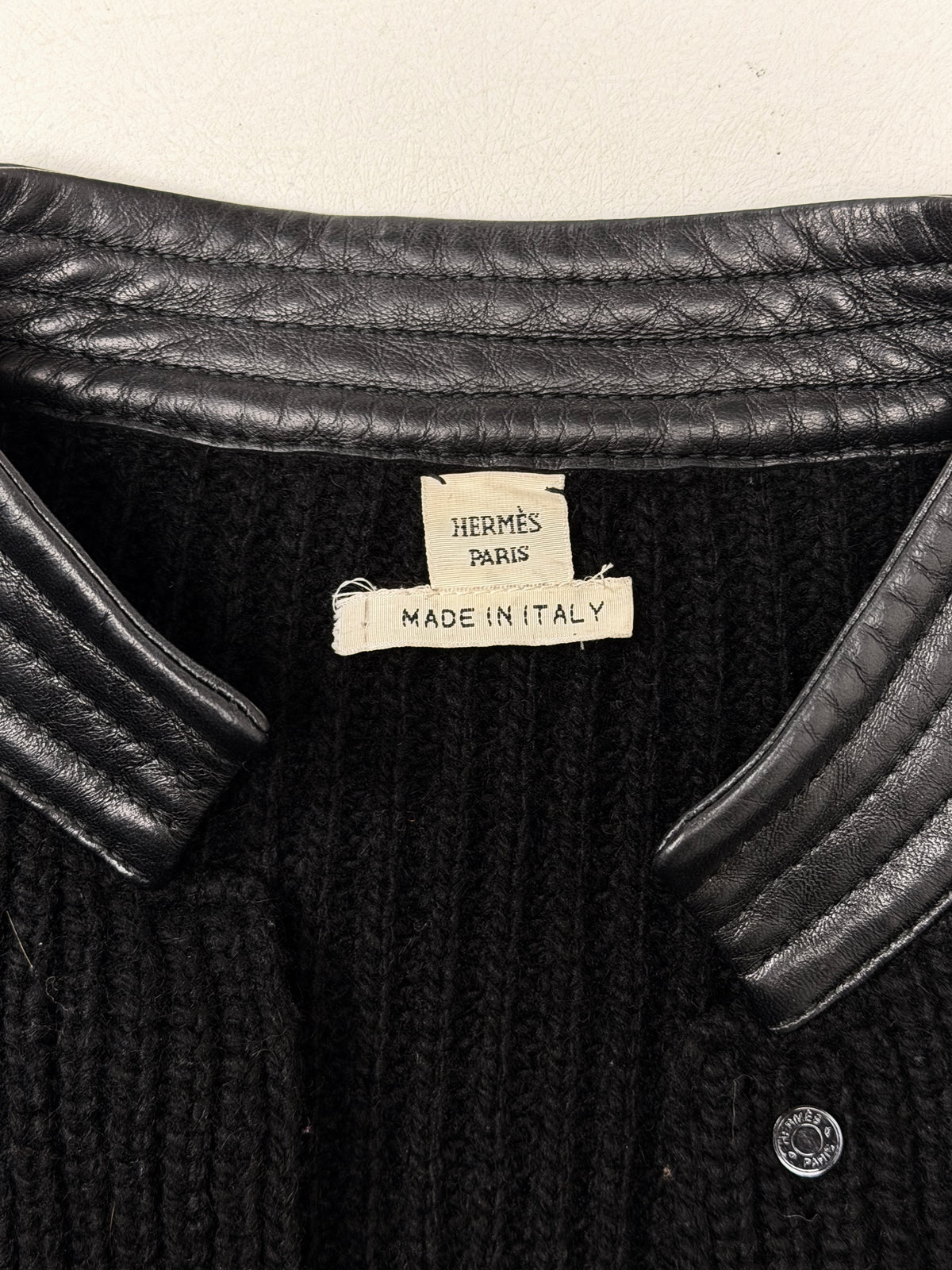 HERMÈS Gilet Laine et cuir