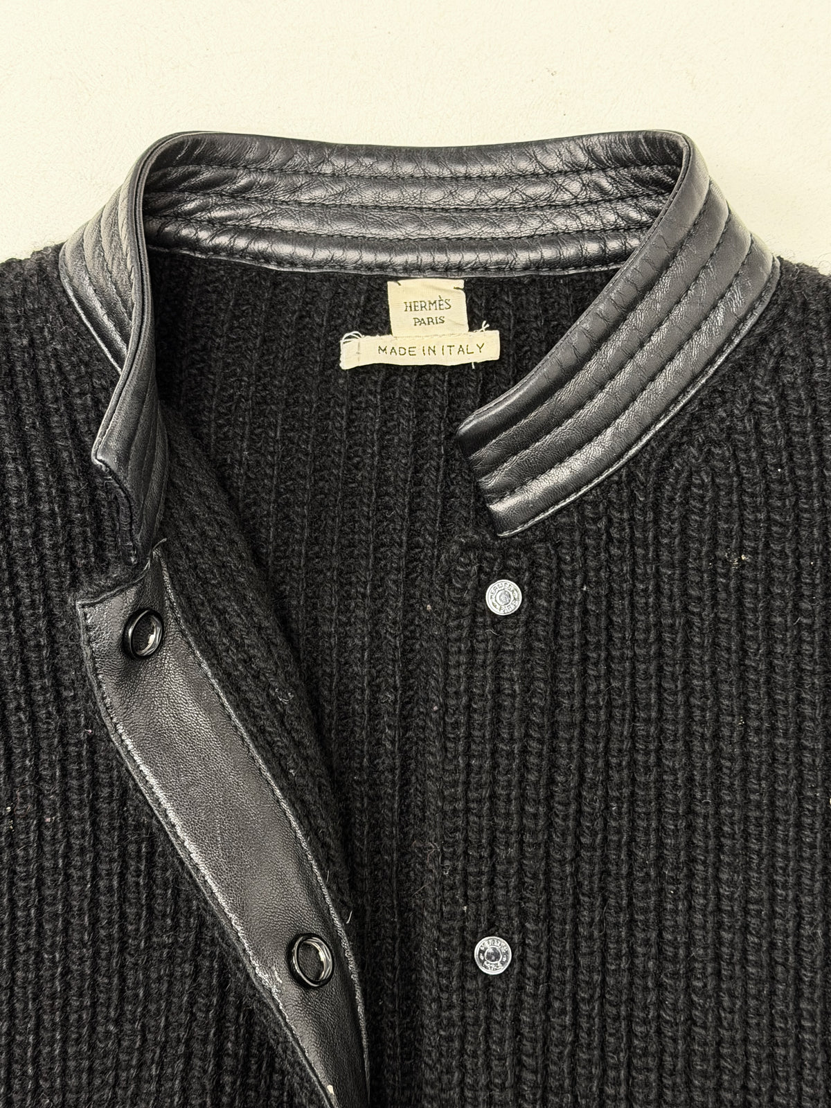 HERMÈS Gilet Laine et cuir