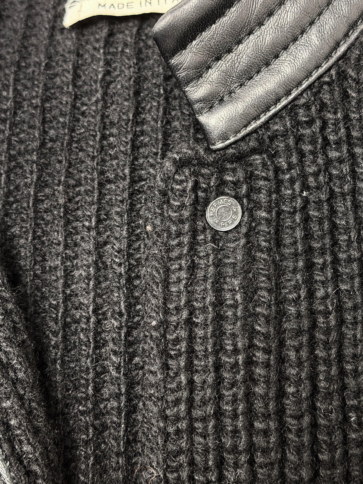 HERMÈS Gilet Laine et cuir