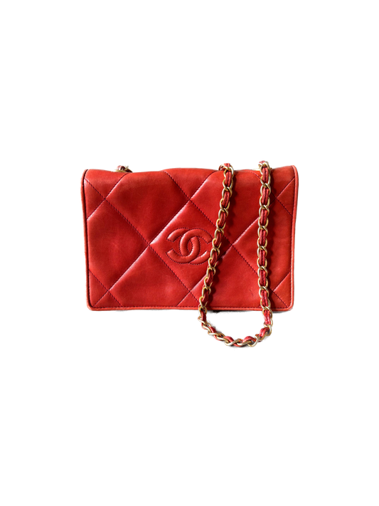 CHANEL Sac en cuir corail