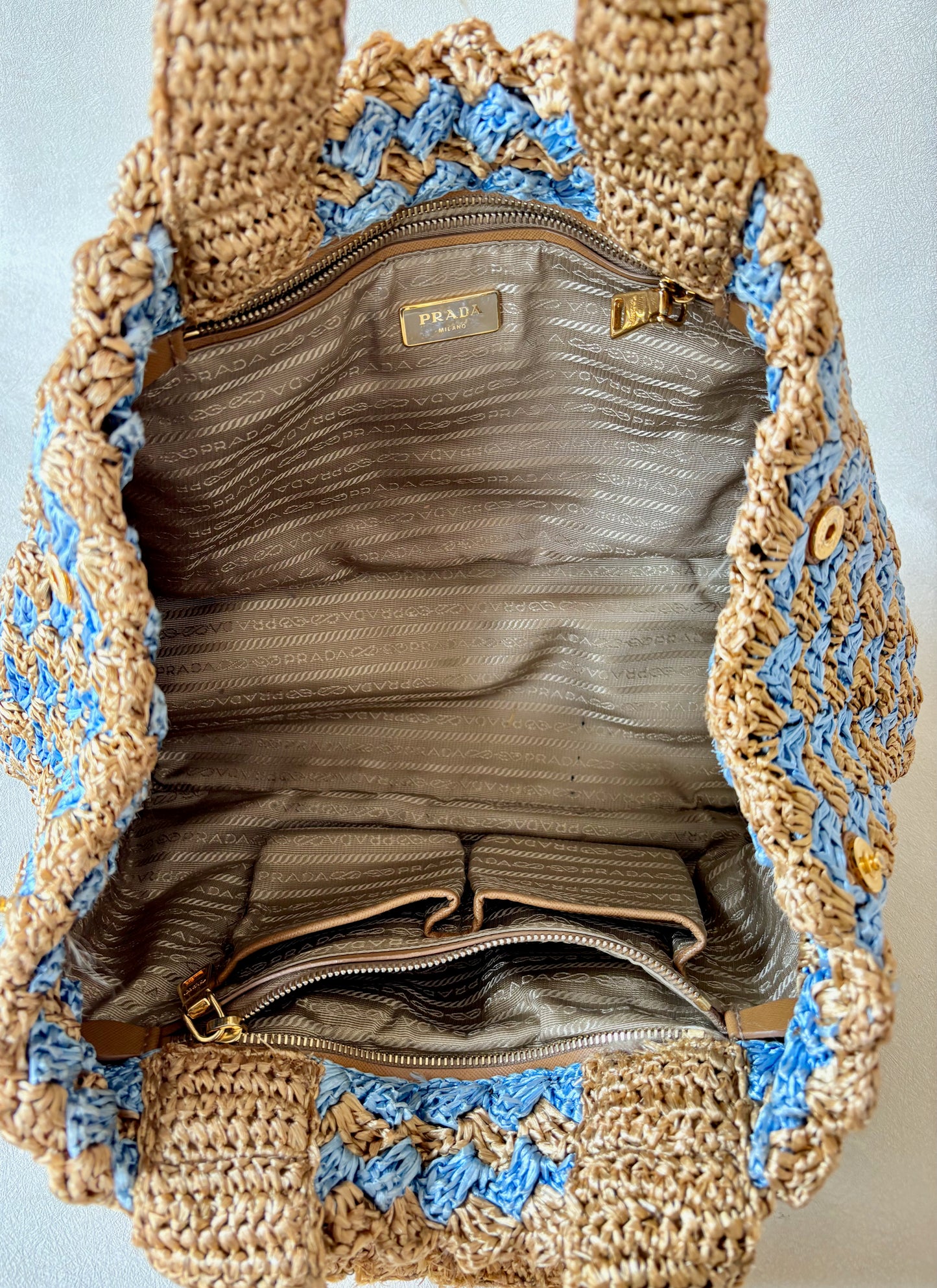 PRADA Panier en Raphia