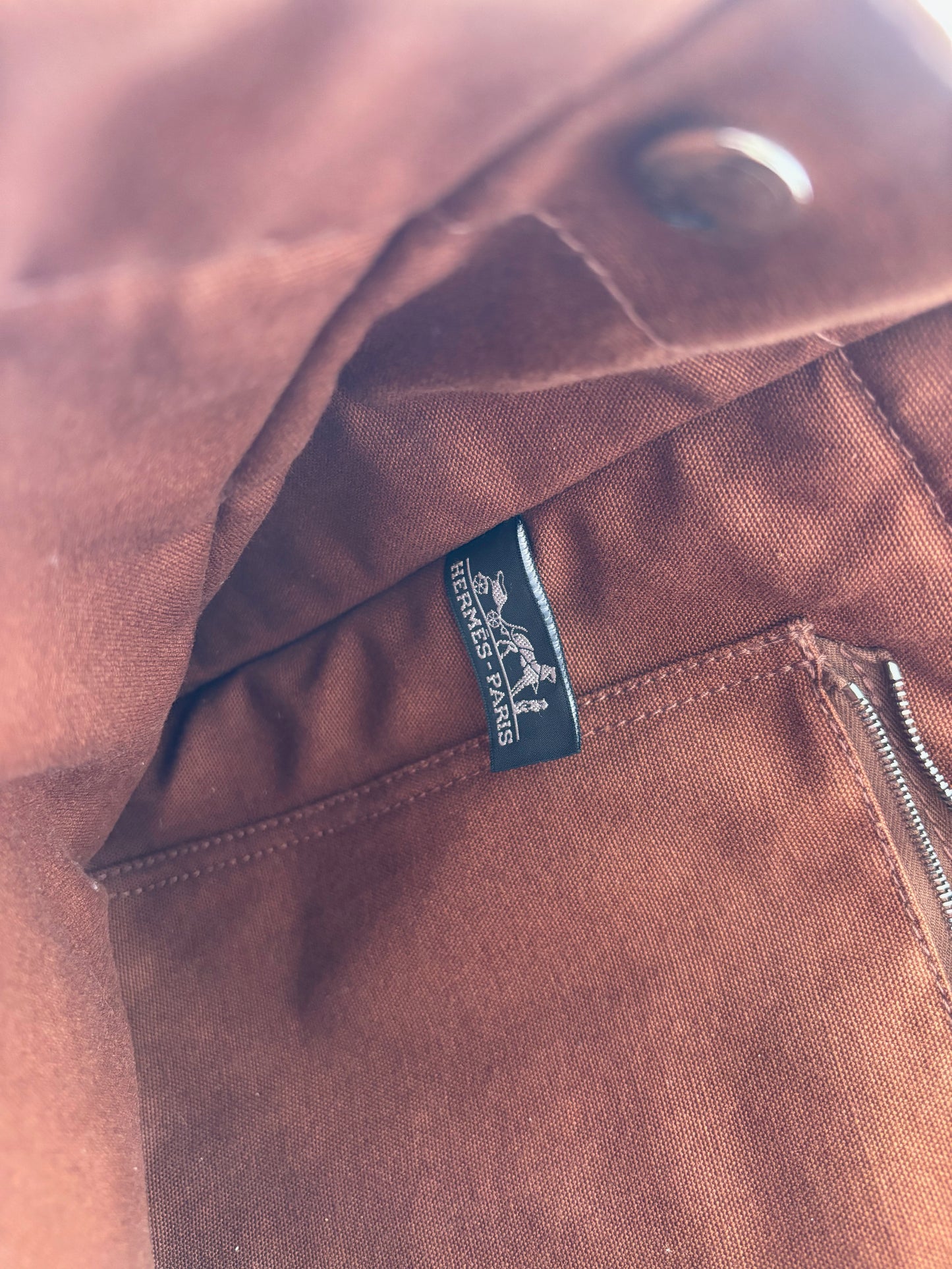 HERMÈS Sac Toto cuir et toile
