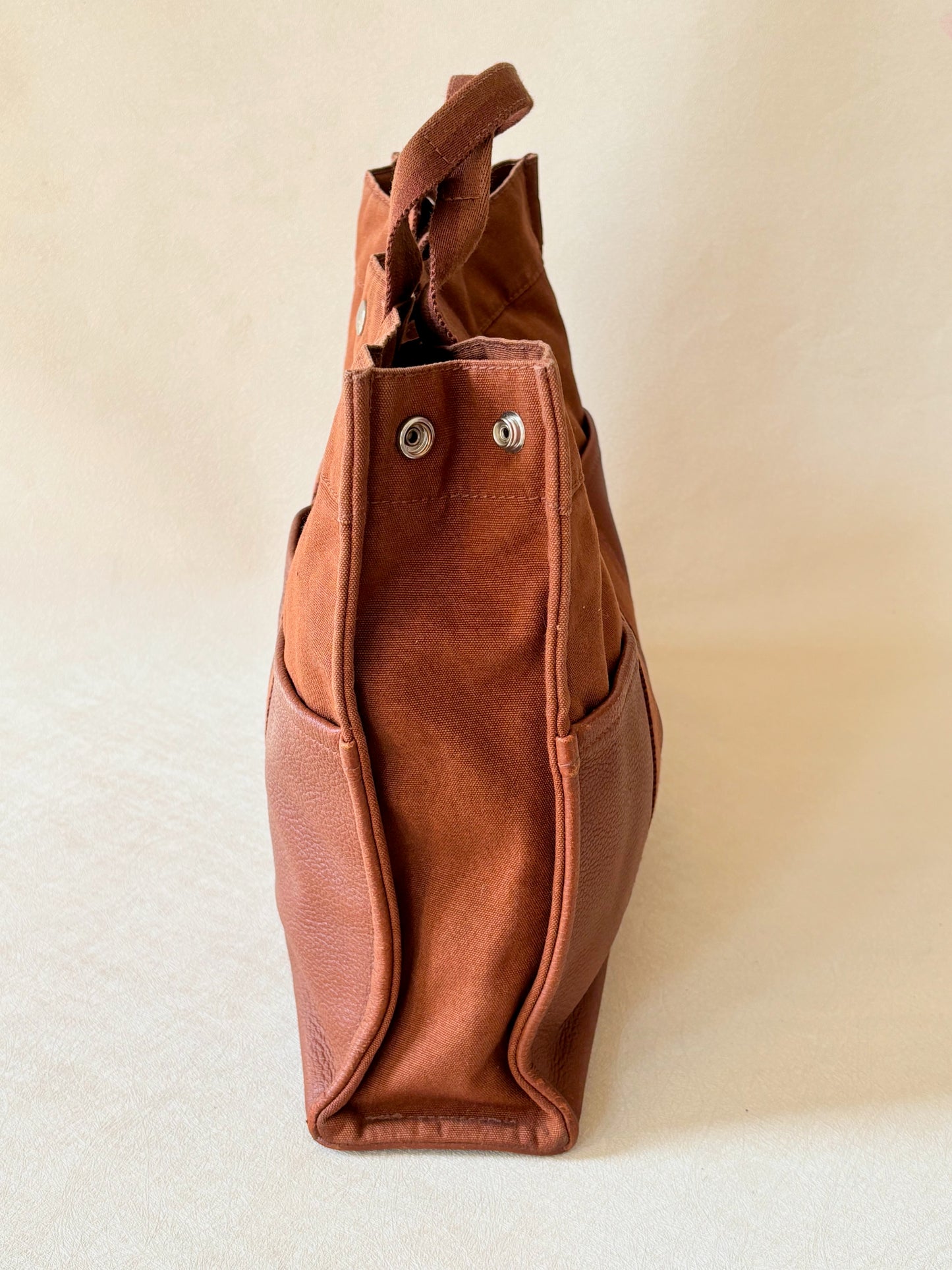 HERMÈS Sac Toto cuir et toile
