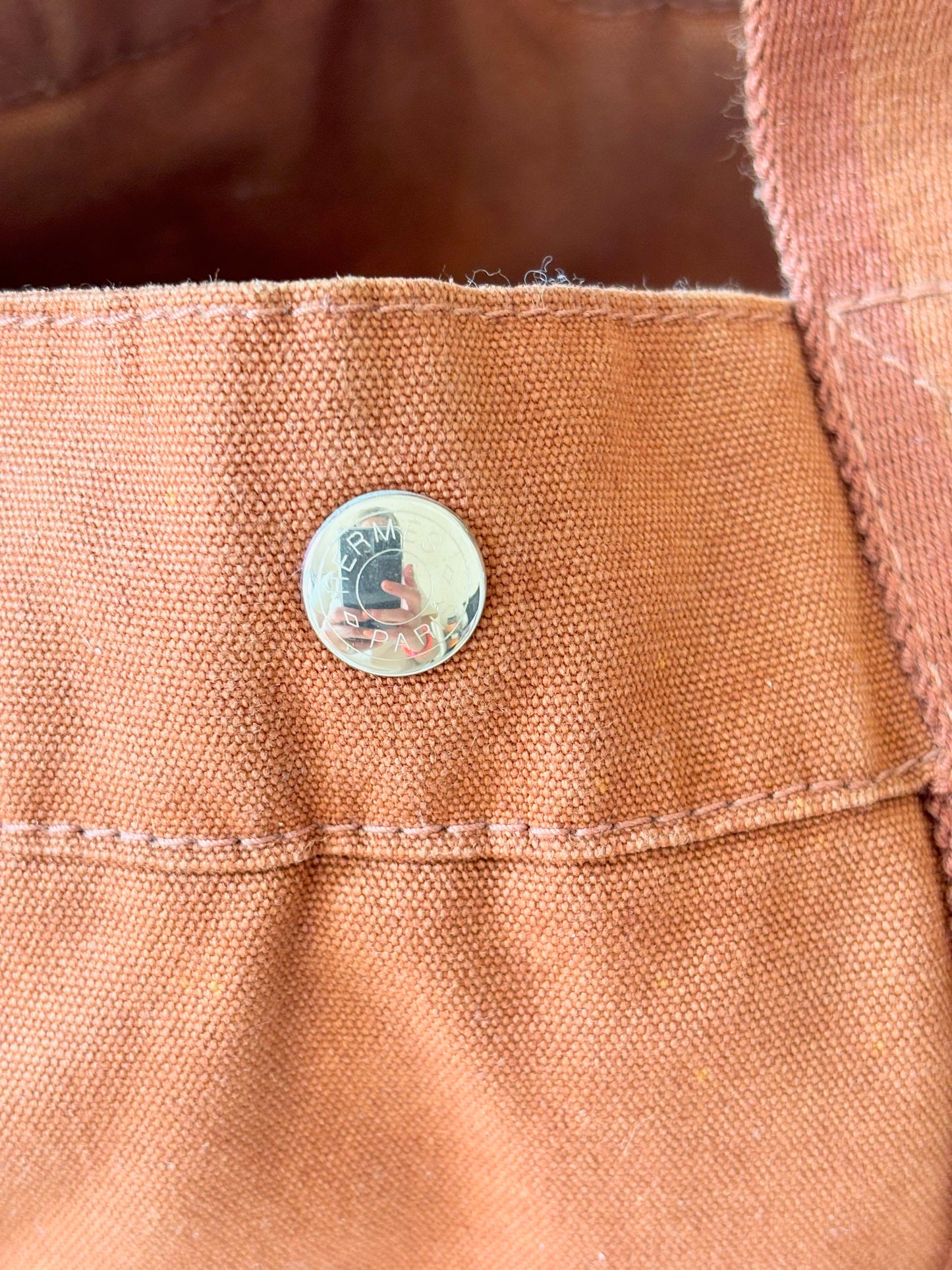 HERMÈS Sac Toto cuir et toile
