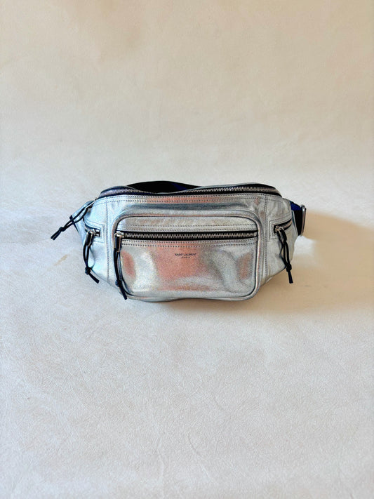 SAINT LAURENT Sac banane argent