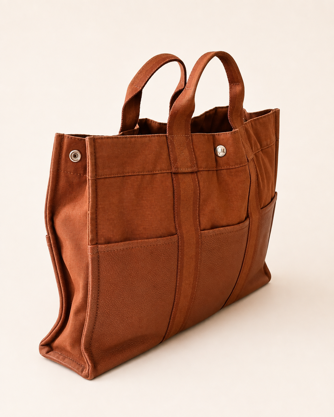 HERMÈS Sac Toto cuir et toile