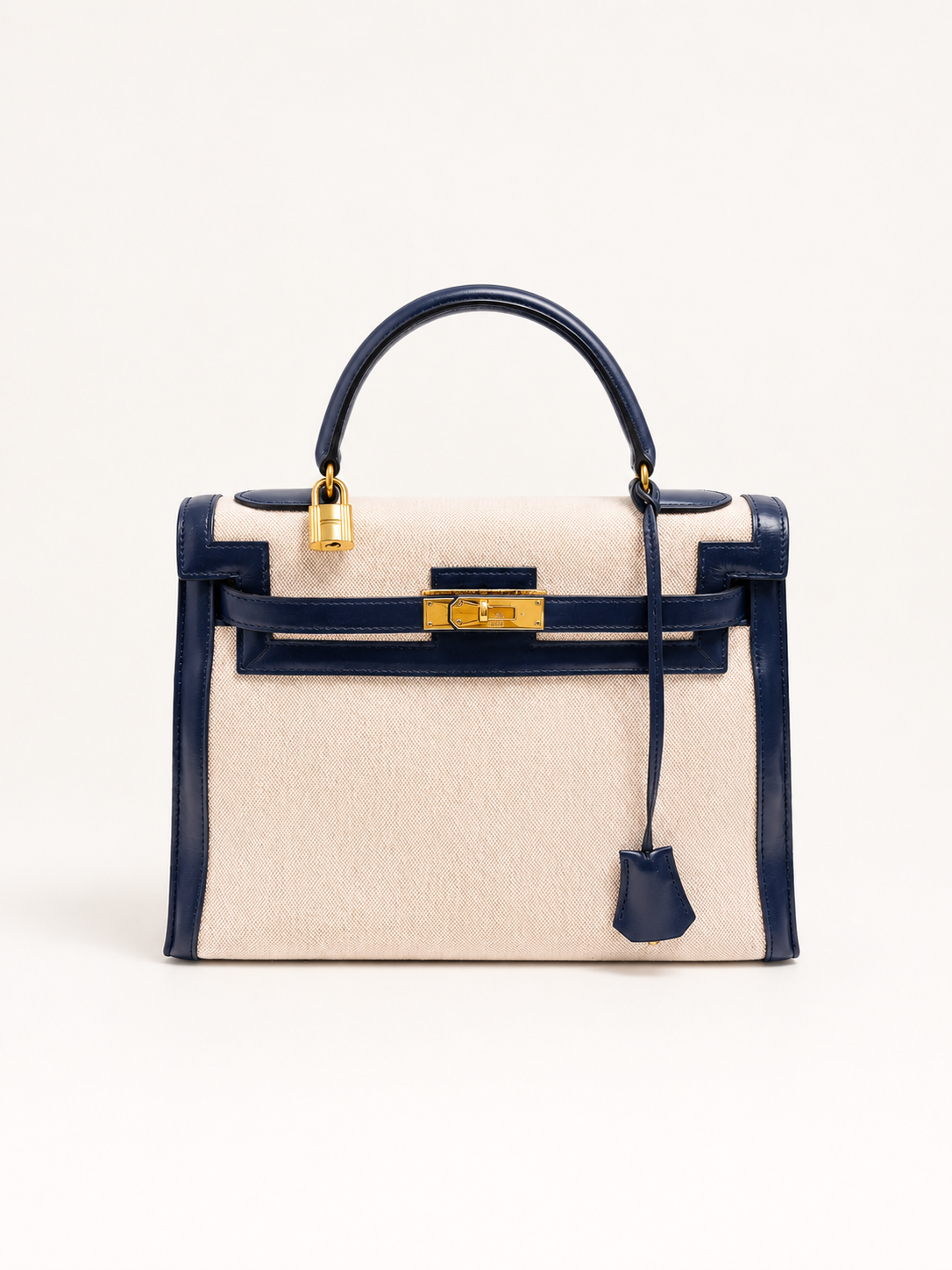 HERMÈS Sac Kelly Sellier 32 Box et Toile H