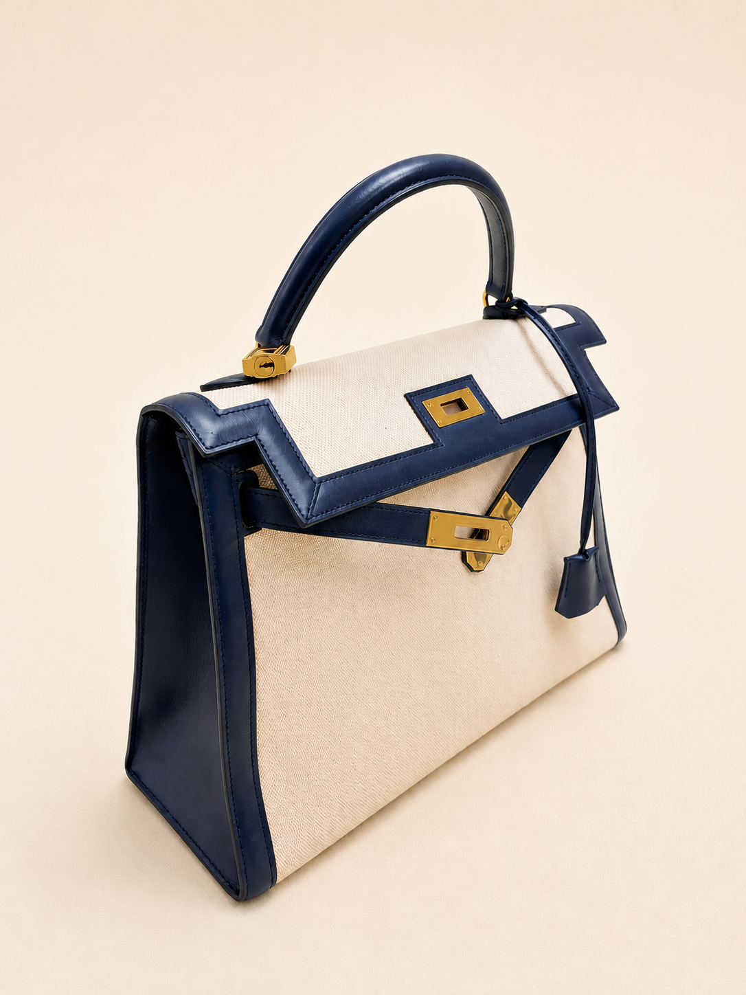 HERMÈS Sac Kelly Sellier 32 Box et Toile H