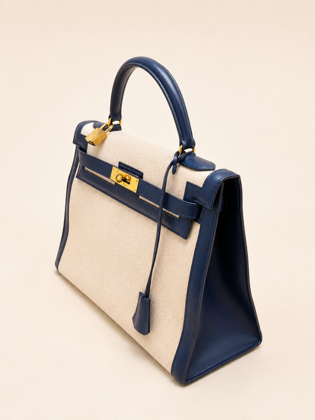HERMÈS Sac Kelly Sellier 32 Box et Toile H