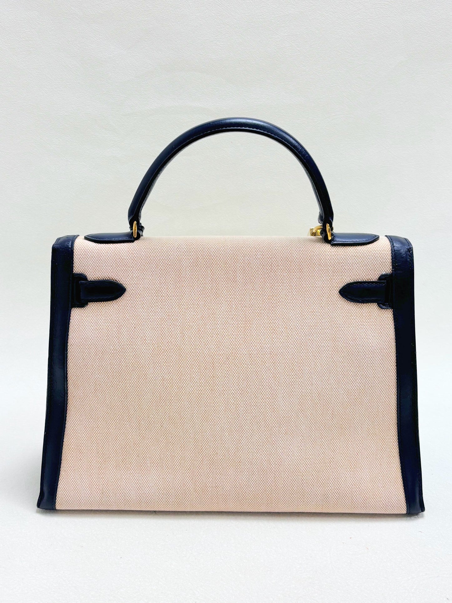HERMÈS Sac Kelly Sellier 32 Box et Toile H