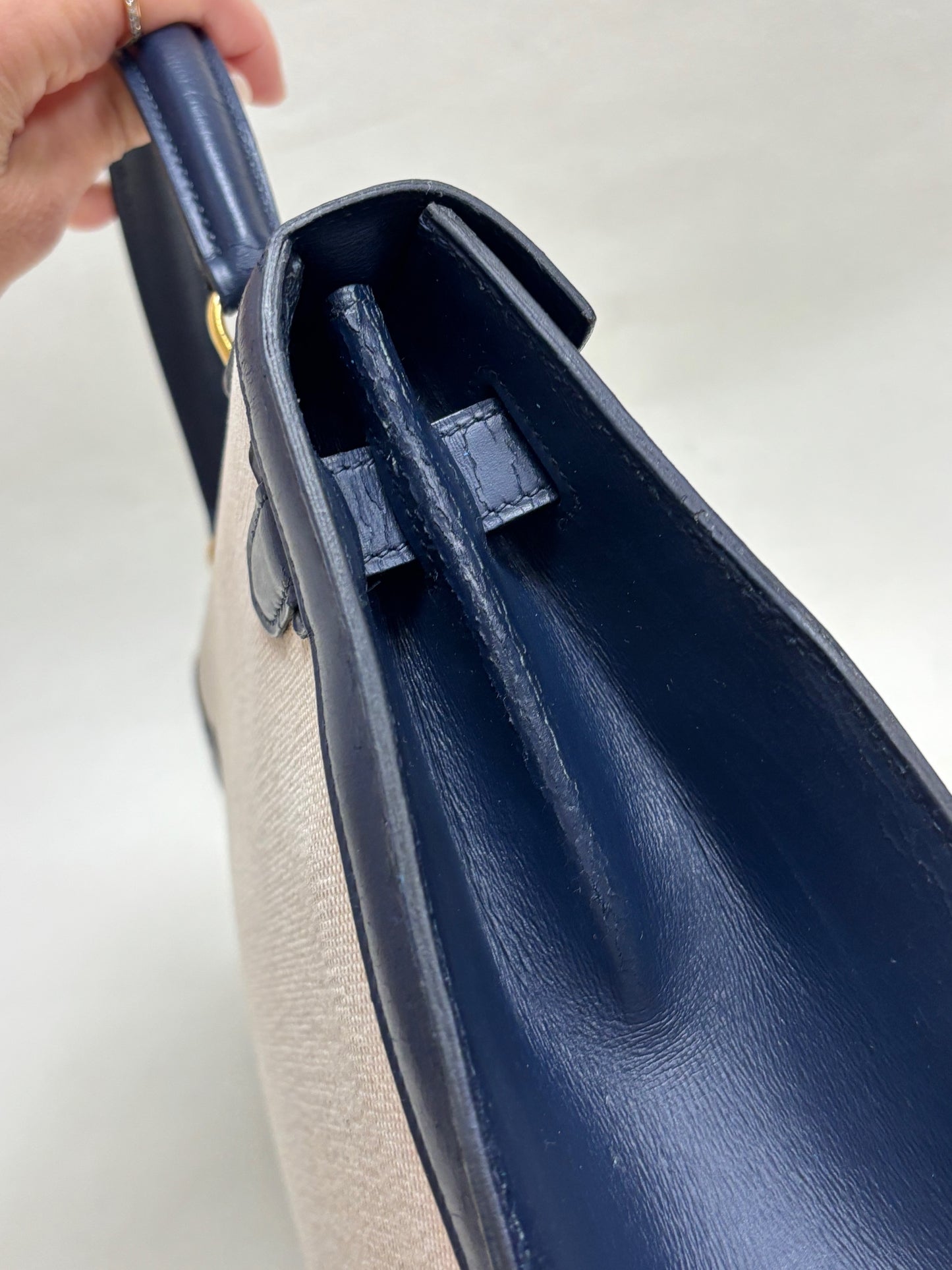 HERMÈS Sac Kelly Sellier 32 Box et Toile H