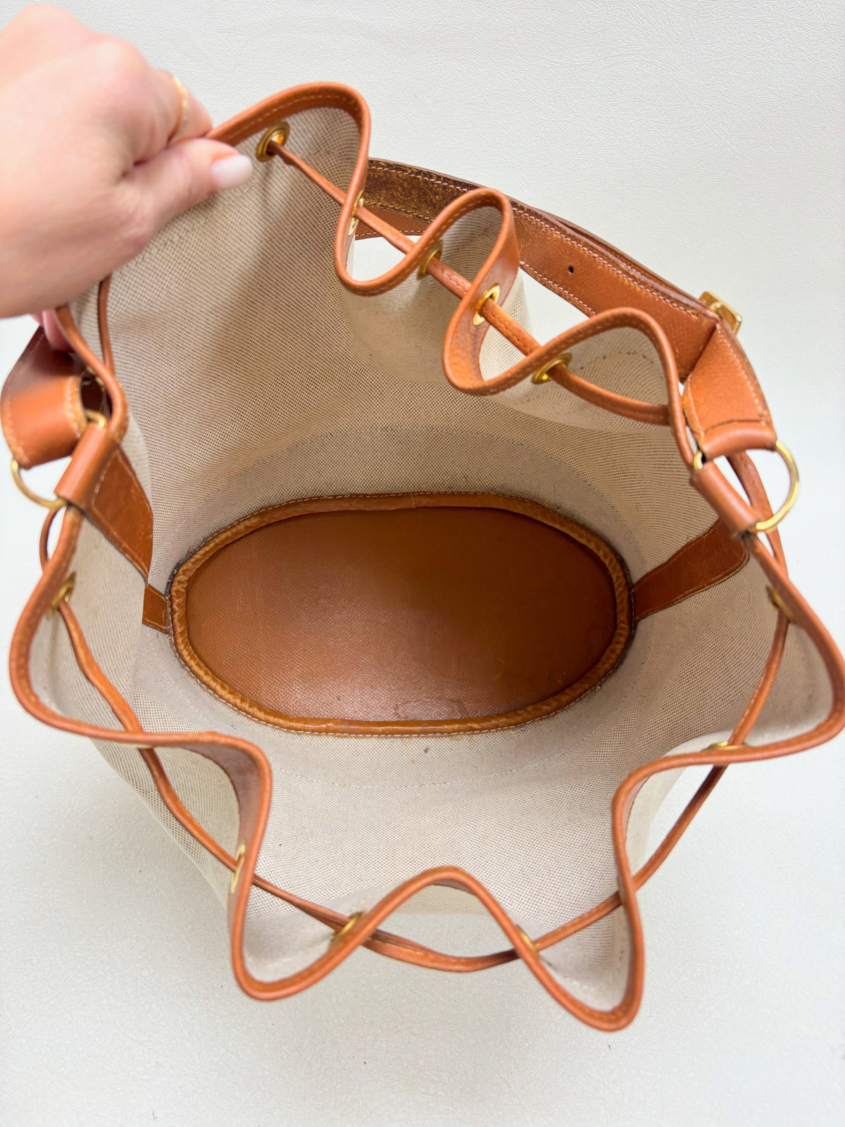 HERMÈS Sac Market Toile et Cuir