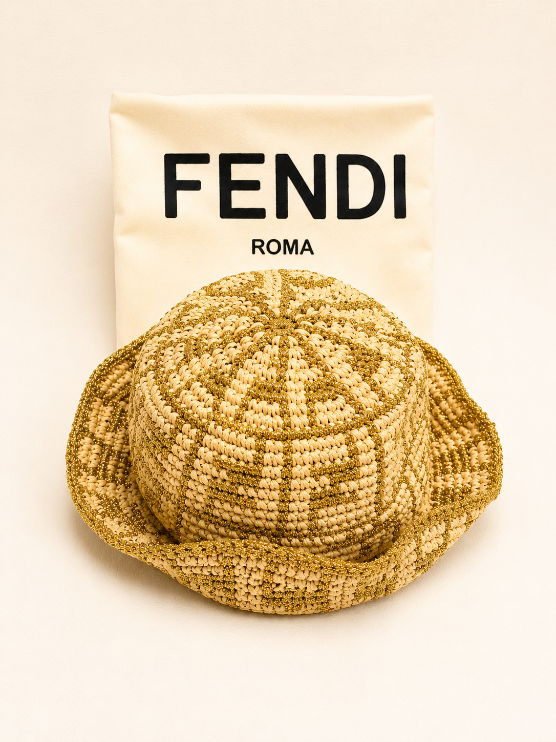 FENDI Chapeau Raphia et Lamé