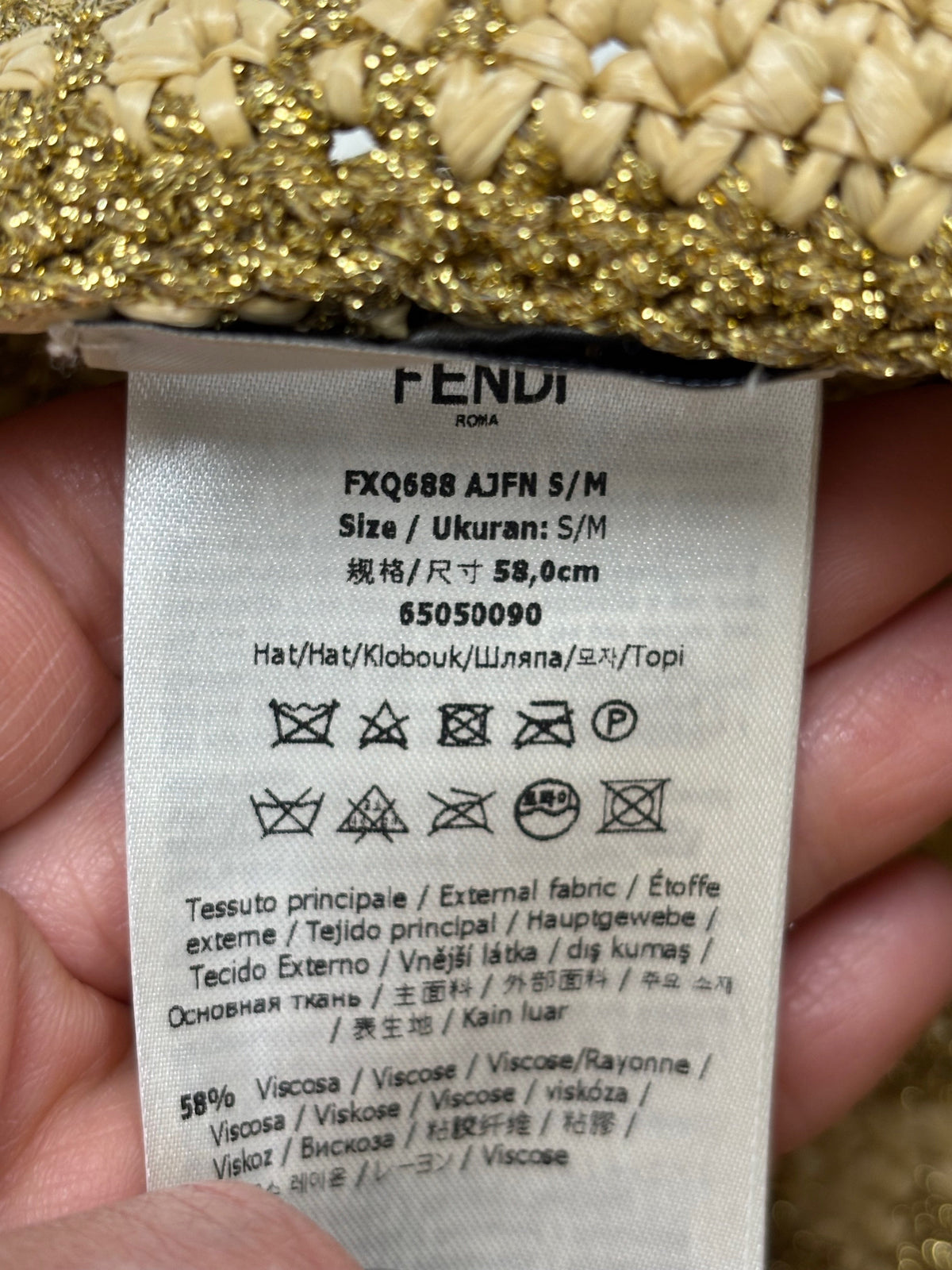 FENDI Chapeau Raphia et Lamé
