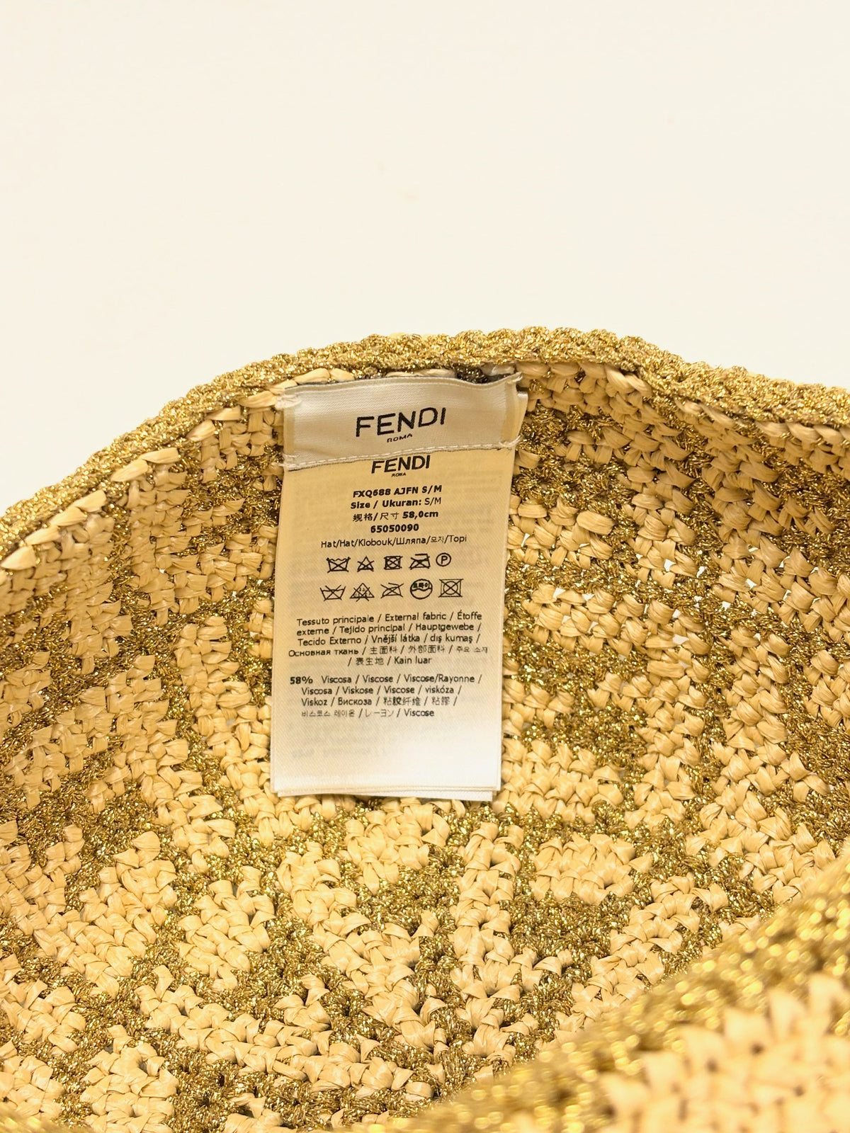 FENDI Chapeau Raphia et Lamé