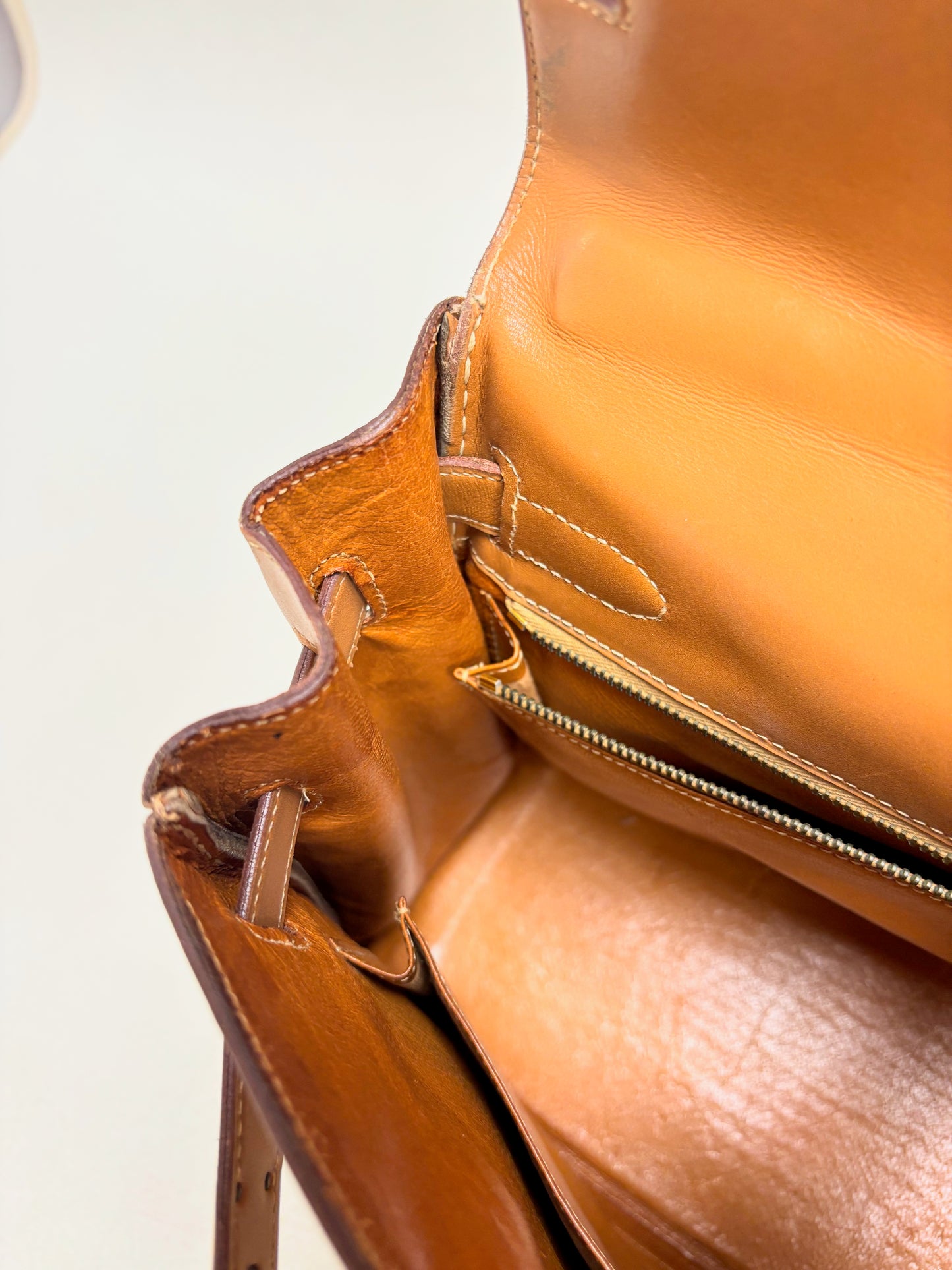 HERMÈS Sac Kelly Retourné 32 Toile H et Box