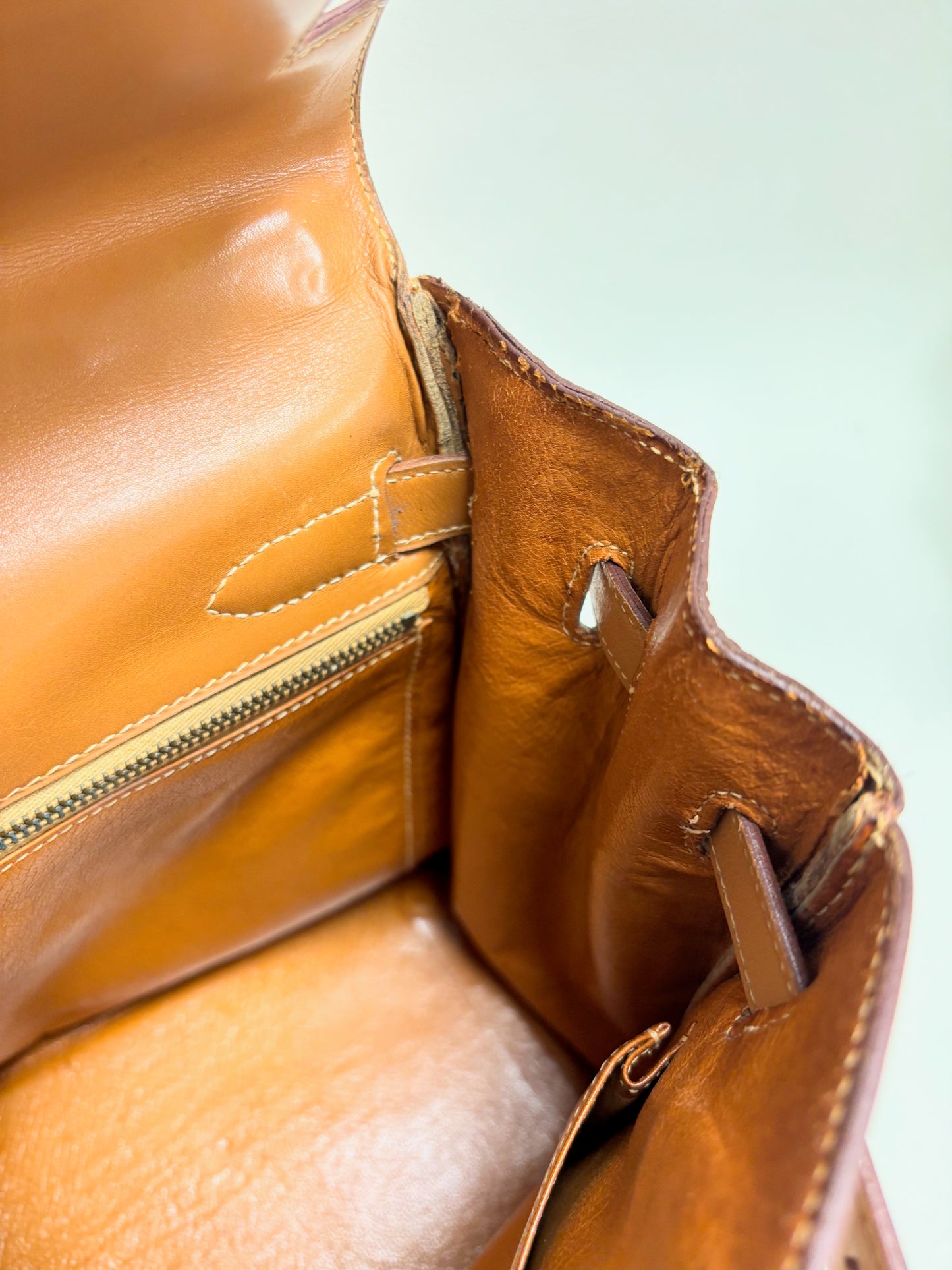 HERMÈS Sac Kelly Retourné 32 Toile H et Box