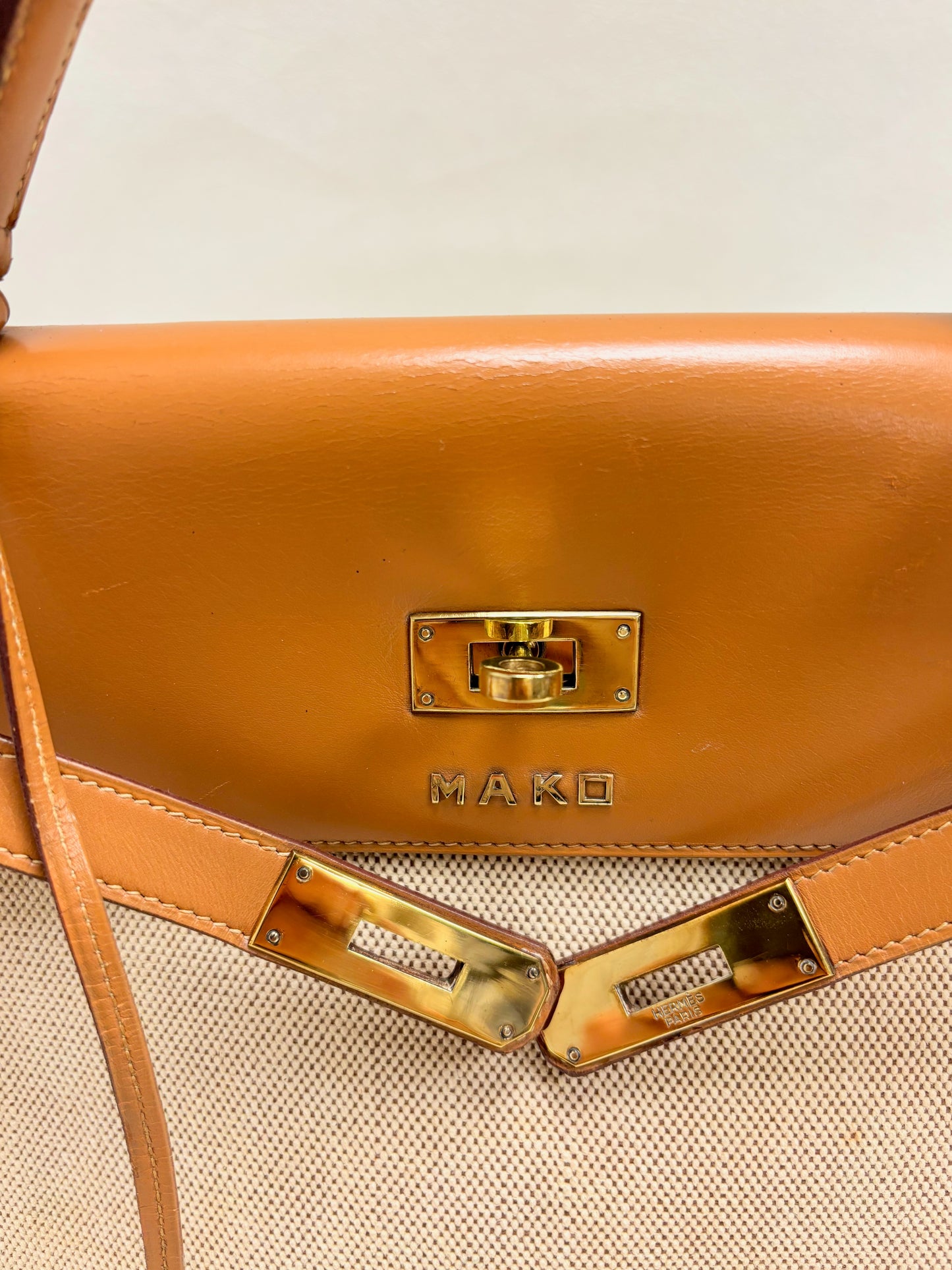 HERMÈS Sac Kelly Retourné 32 Toile H et Box