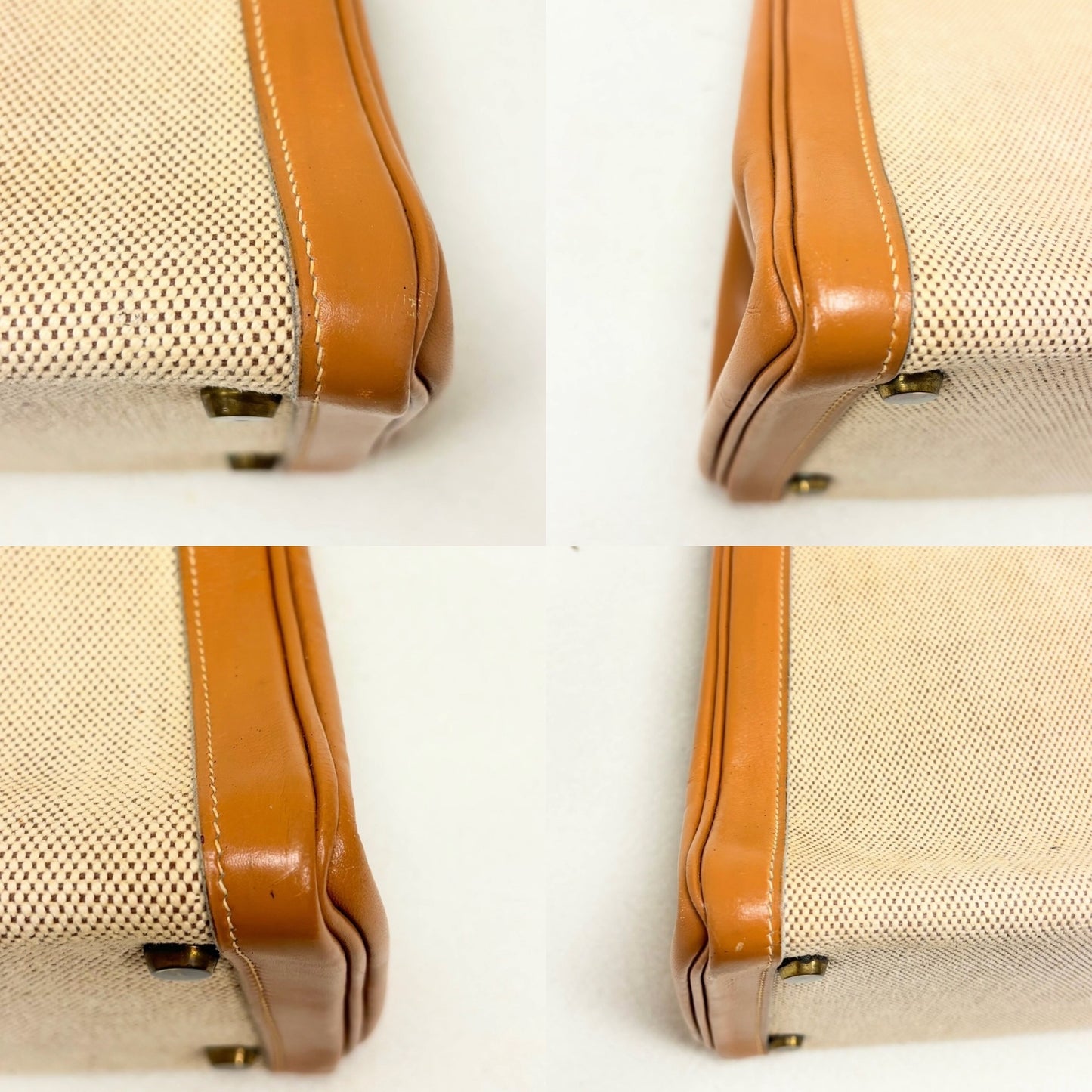 HERMÈS Sac Kelly Retourné 32 Toile H et Box