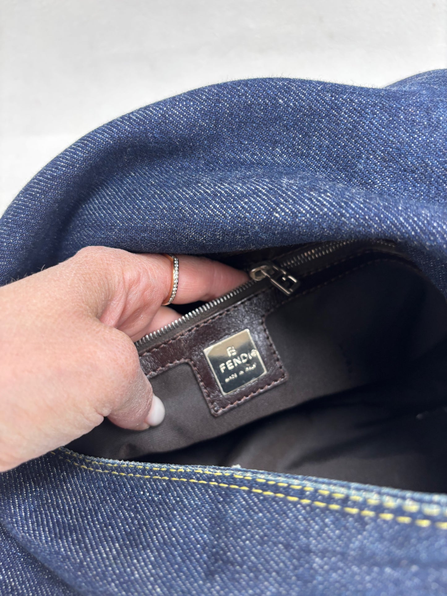 FENDI Sac Mamma Baguette Denim