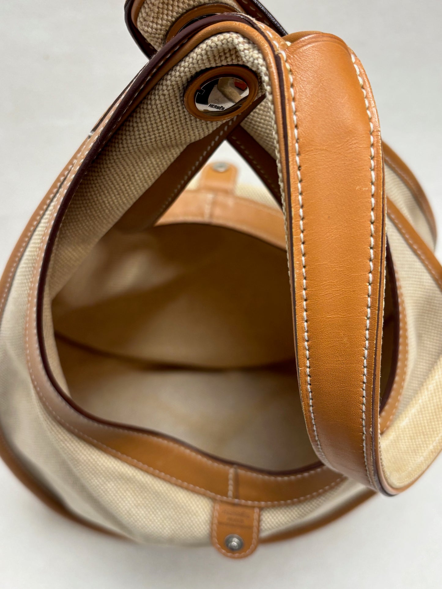 HERMES Sac Luco Toile H et Cuir