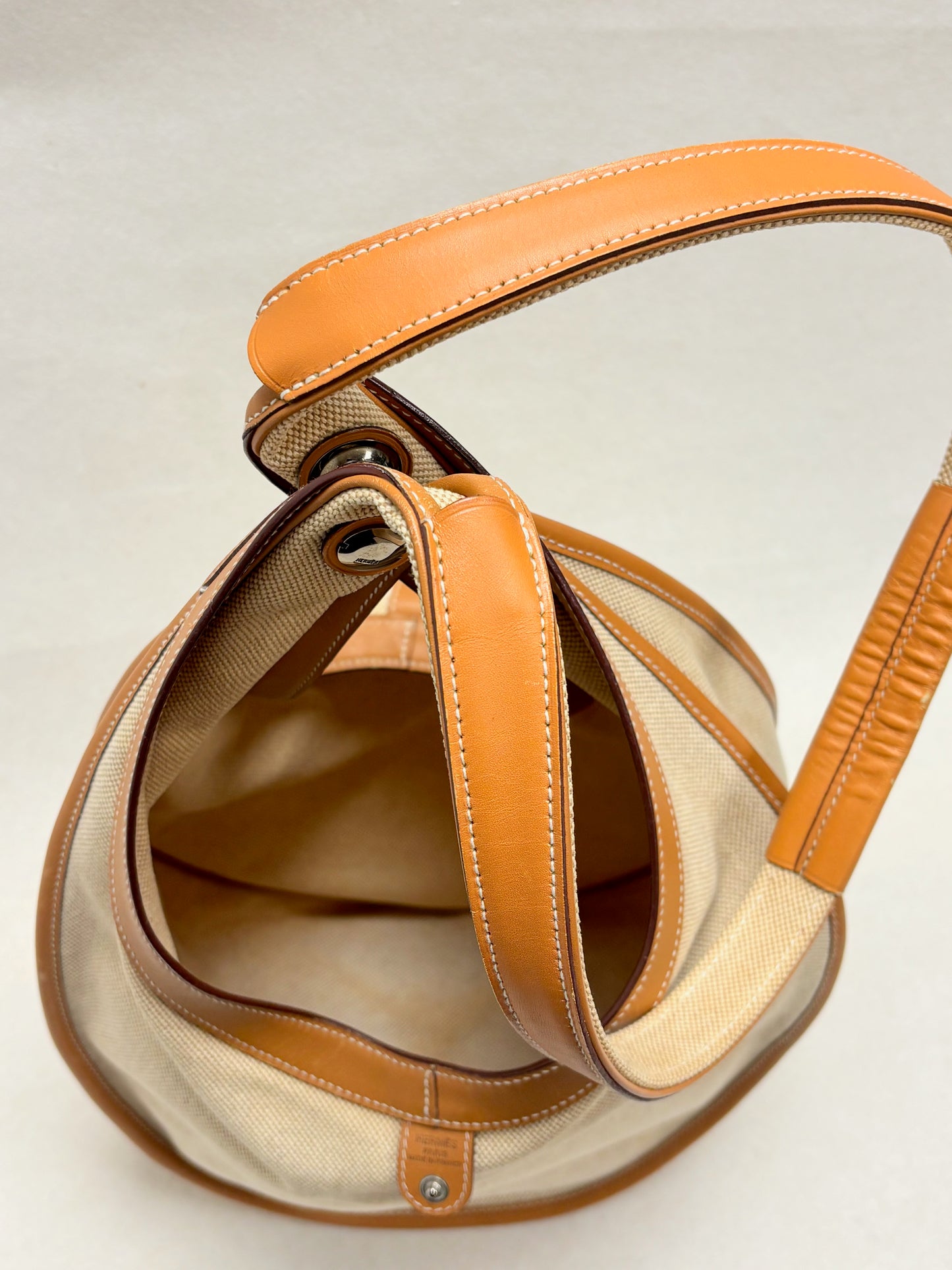 HERMES Sac Luco Toile H et Cuir