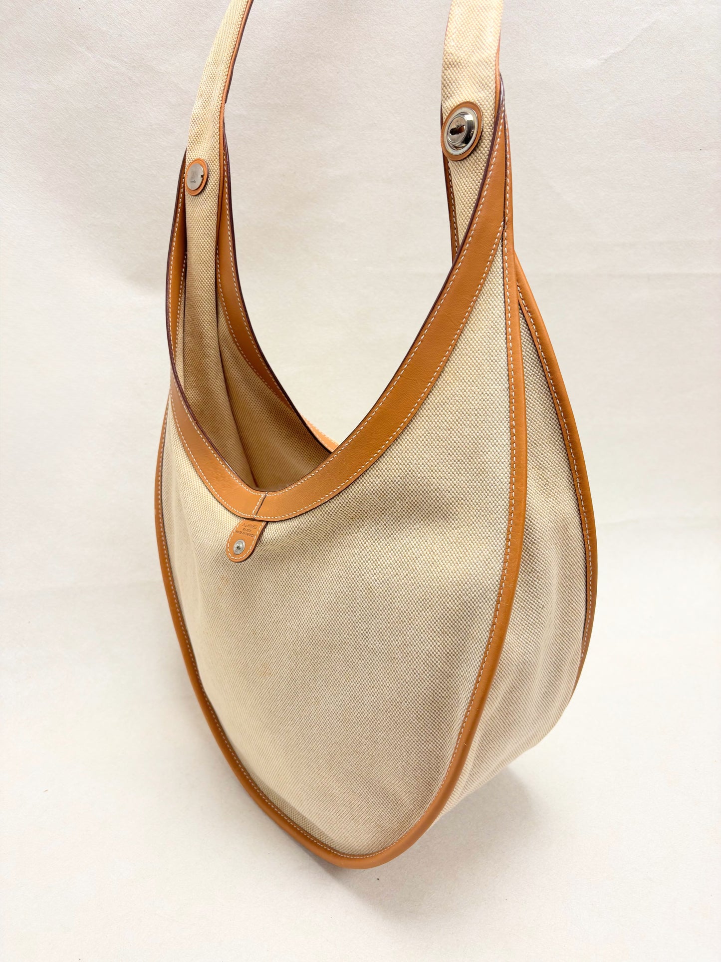 HERMES Sac Luco Toile H et Cuir