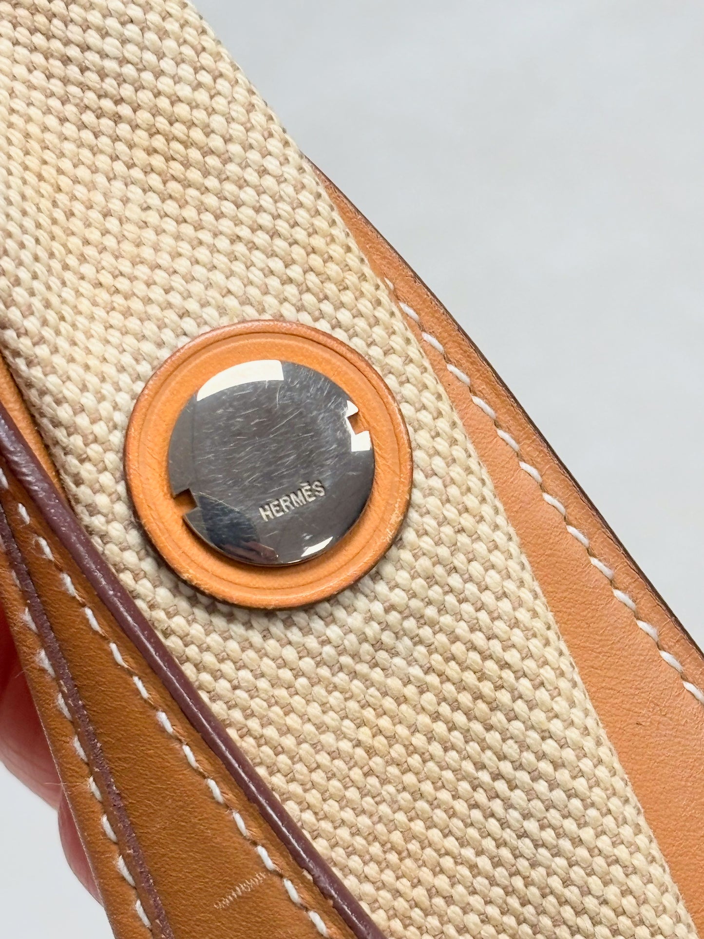HERMES Sac Luco Toile H et Cuir