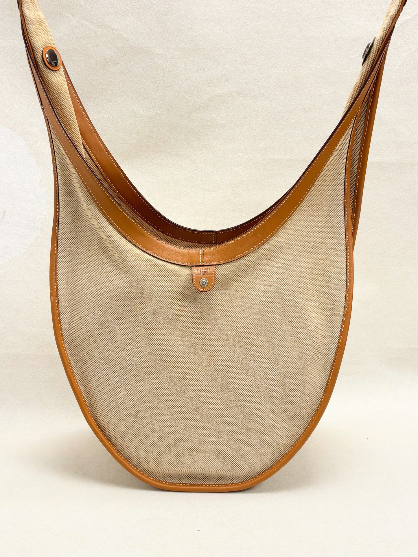 HERMES Sac Luco Toile H et Cuir