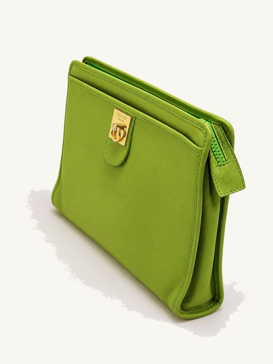 CÉLINE Pochette C cuir vert