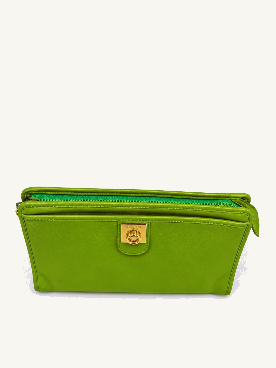 CÉLINE Pochette C cuir vert