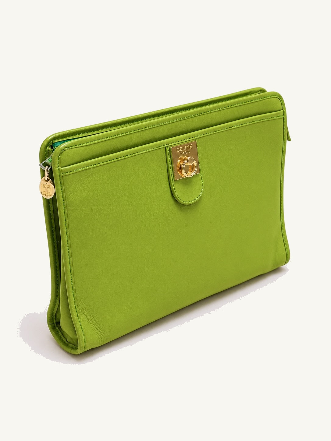 CÉLINE Pochette C cuir vert