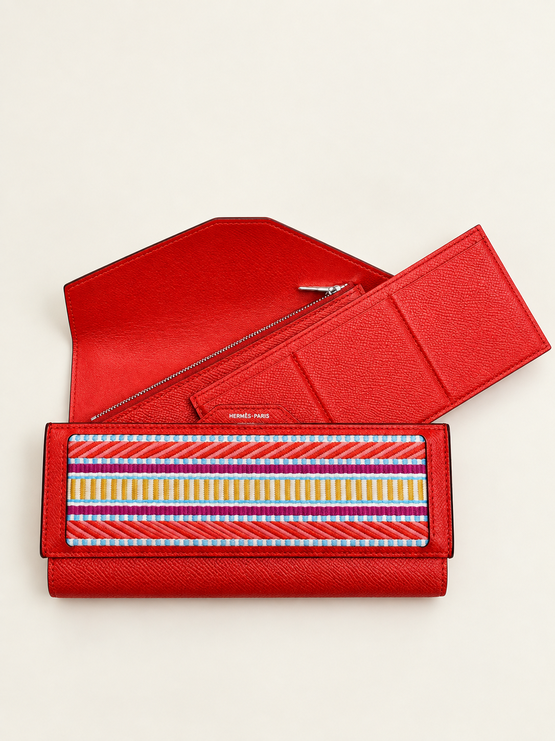 HERMES Portefeuille Passant long toile Cavale
