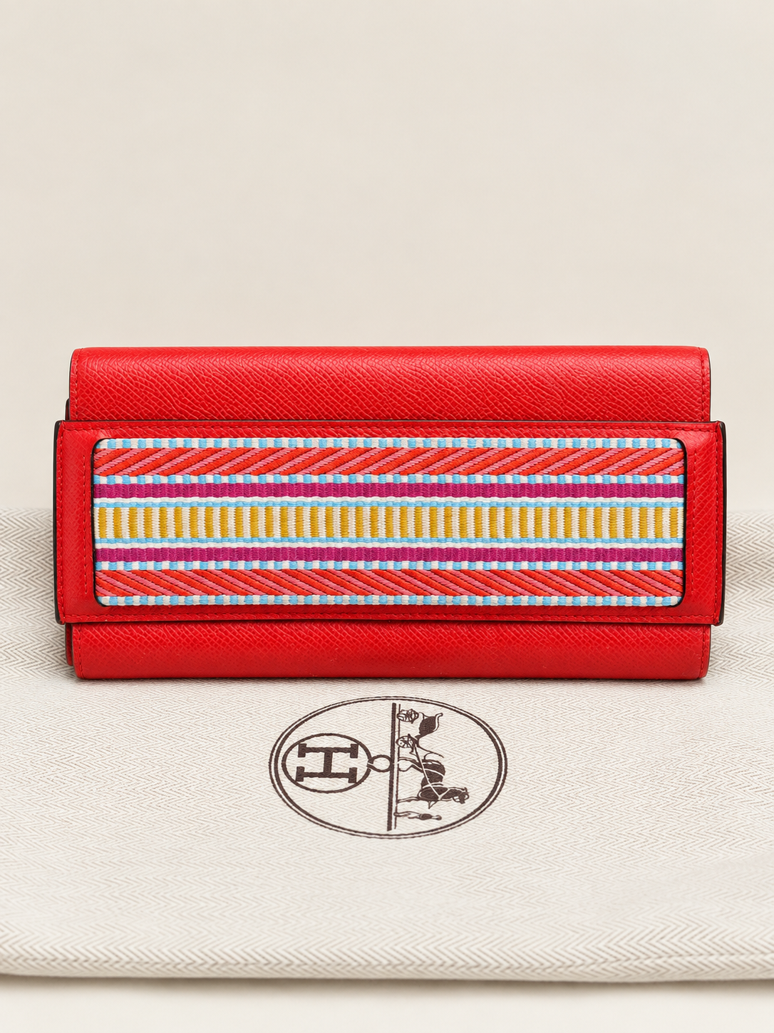 HERMES Portefeuille Passant long toile Cavale
