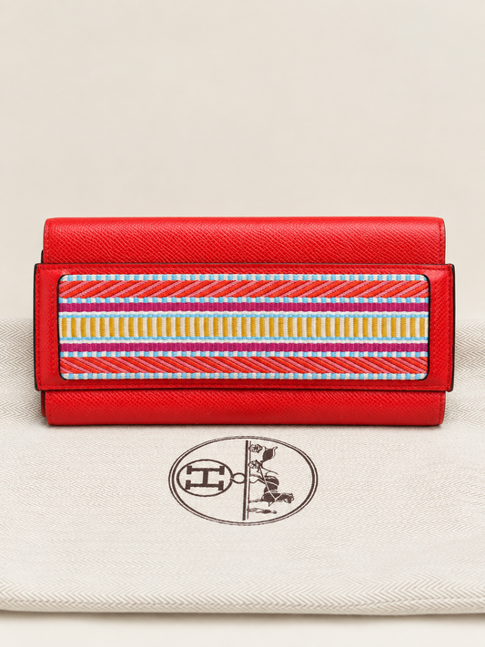 HERMES Portefeuille Passant long toile Cavale